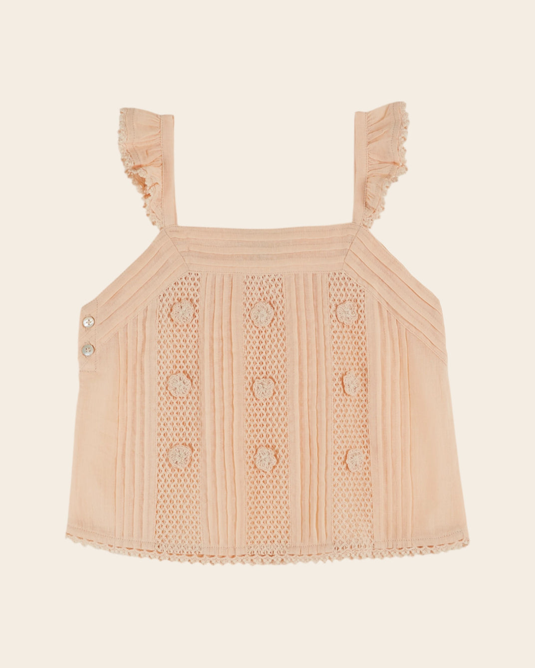 Top - Dentelle brodé abricot