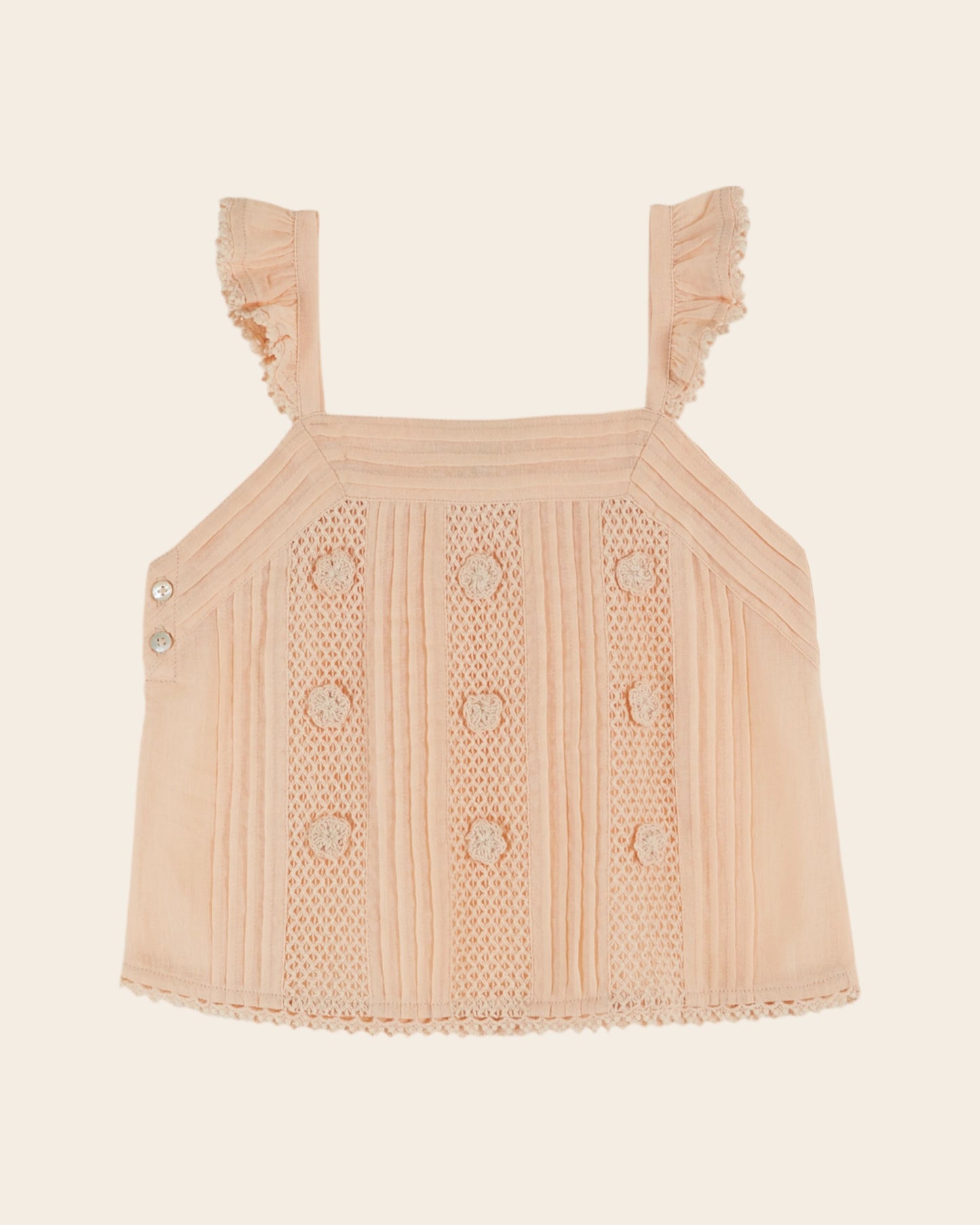 Top - Dentelle brodé abricot