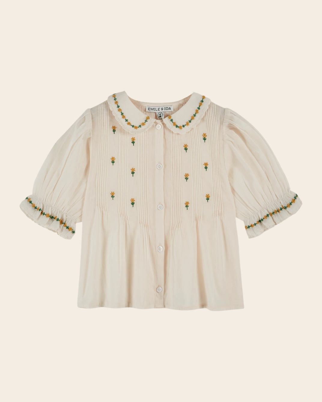 Blouse - Fleurs brodées crème