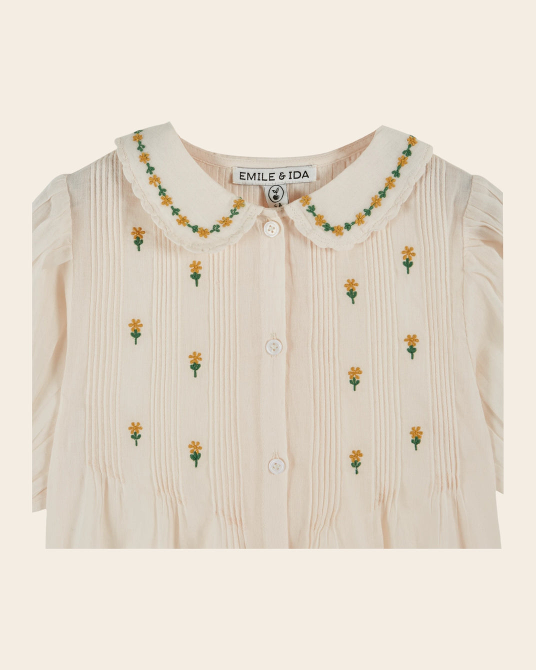 Blouse - Fleurs brodées crème