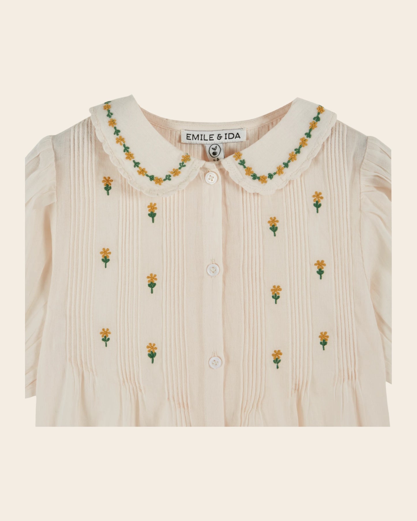 Blouse - Fleurs brodées crème