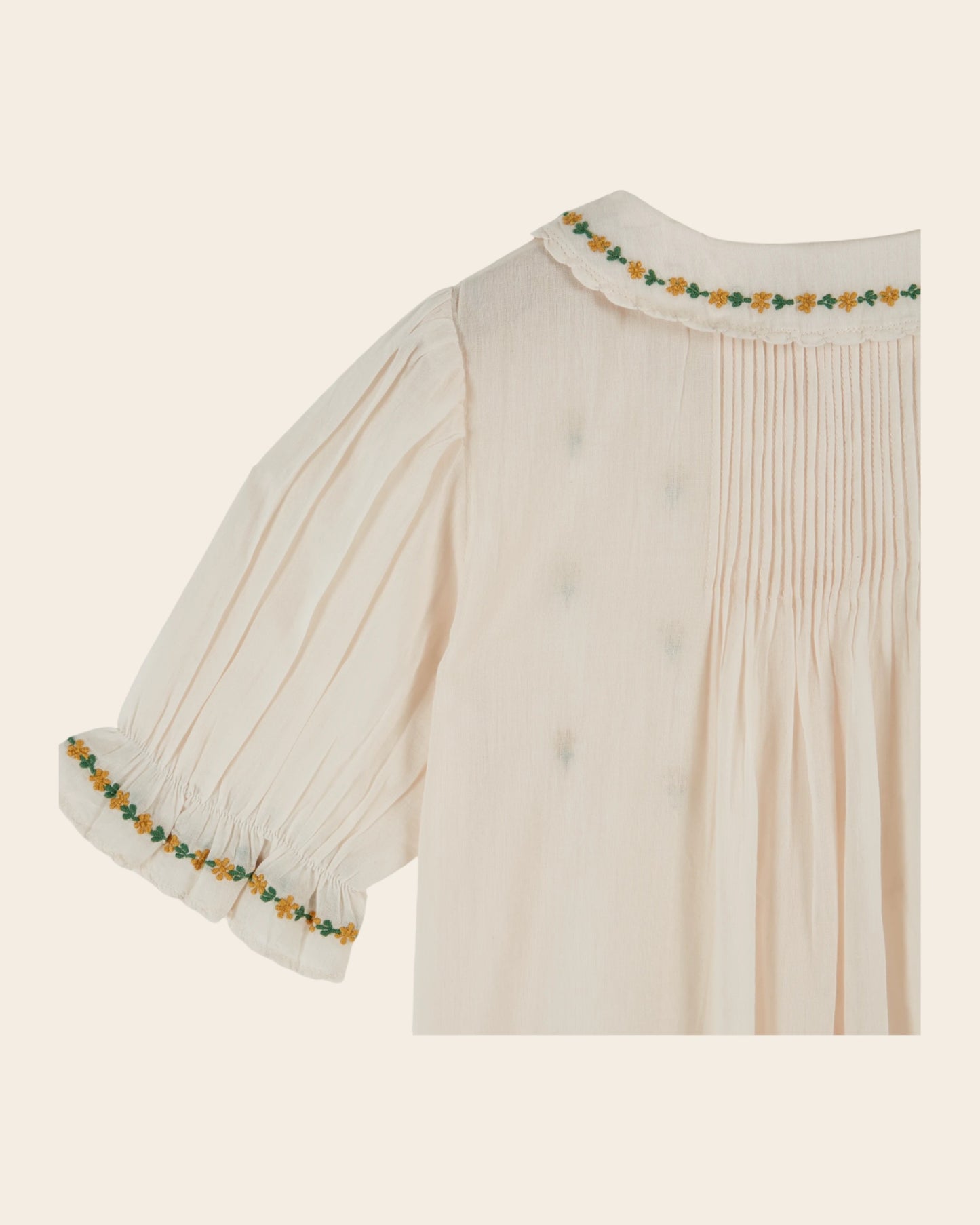 Blouse - Fleurs brodées crème