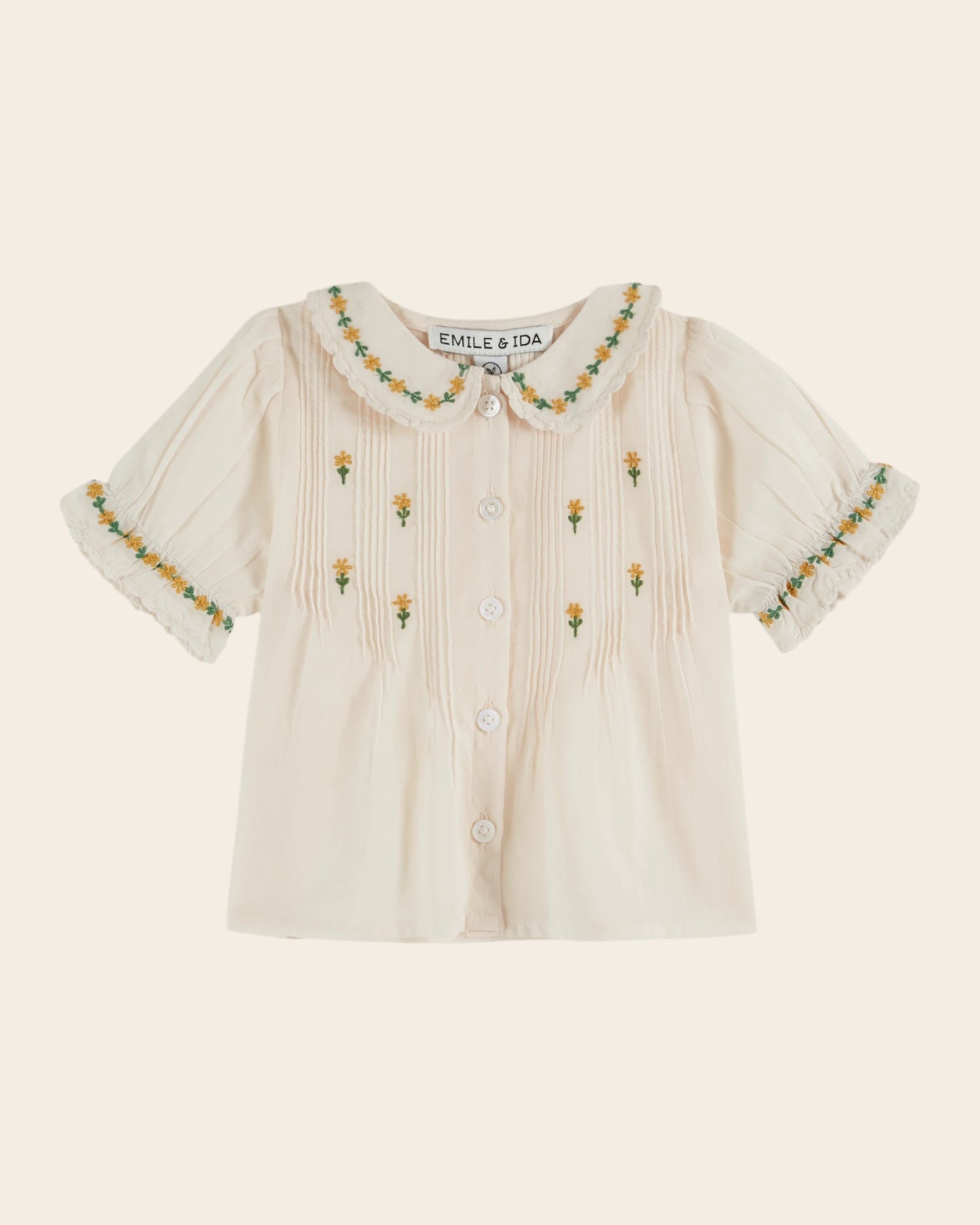 Blouse - Fleurs brodées crème
