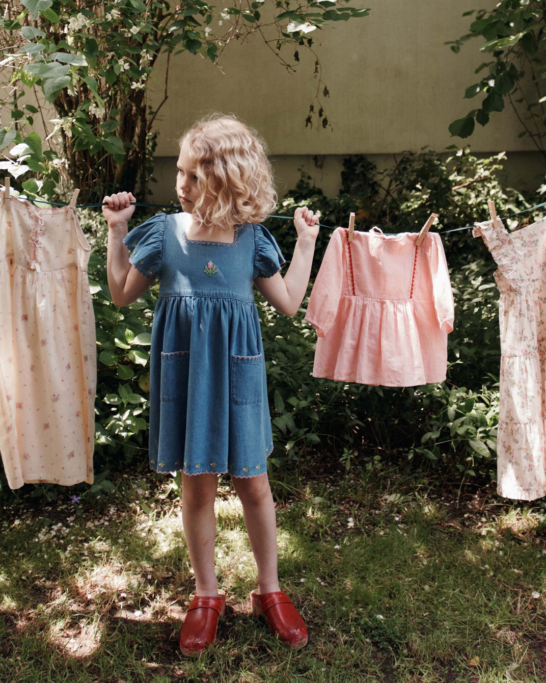 Robe - Brodé fleurs denim