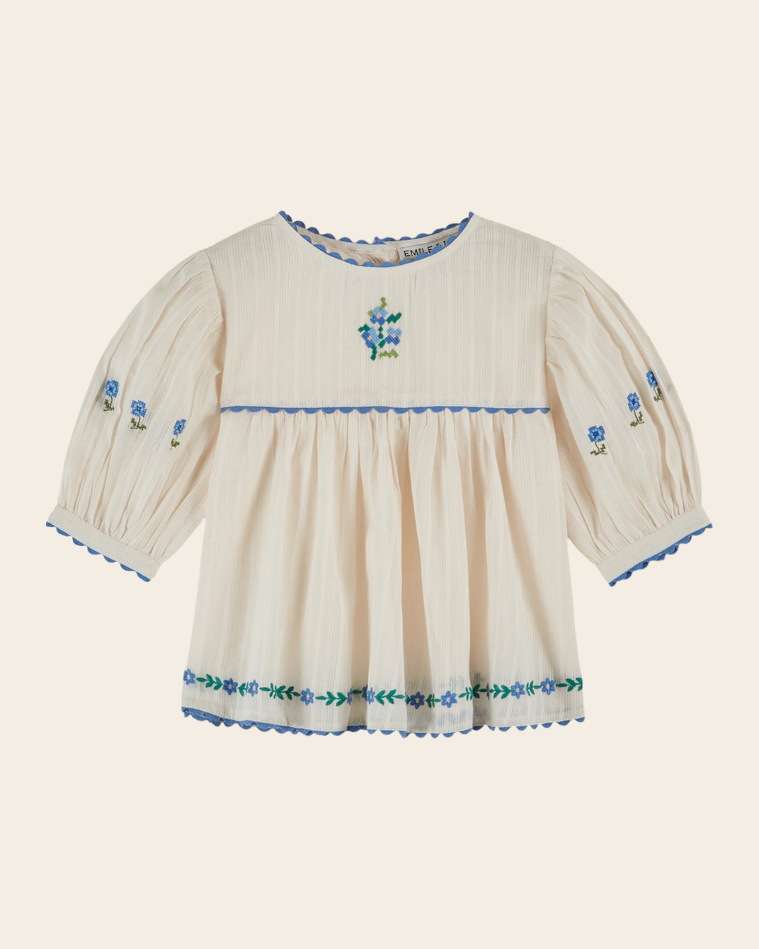Blouse - Brodé bouquet crème
