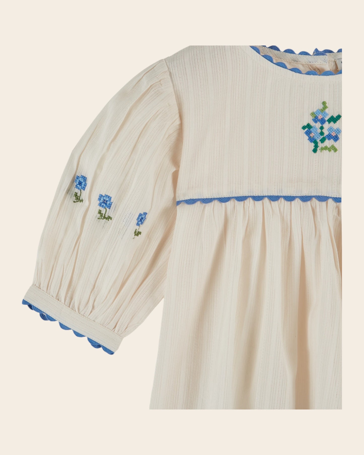 Blouse - Brodé bouquet crème