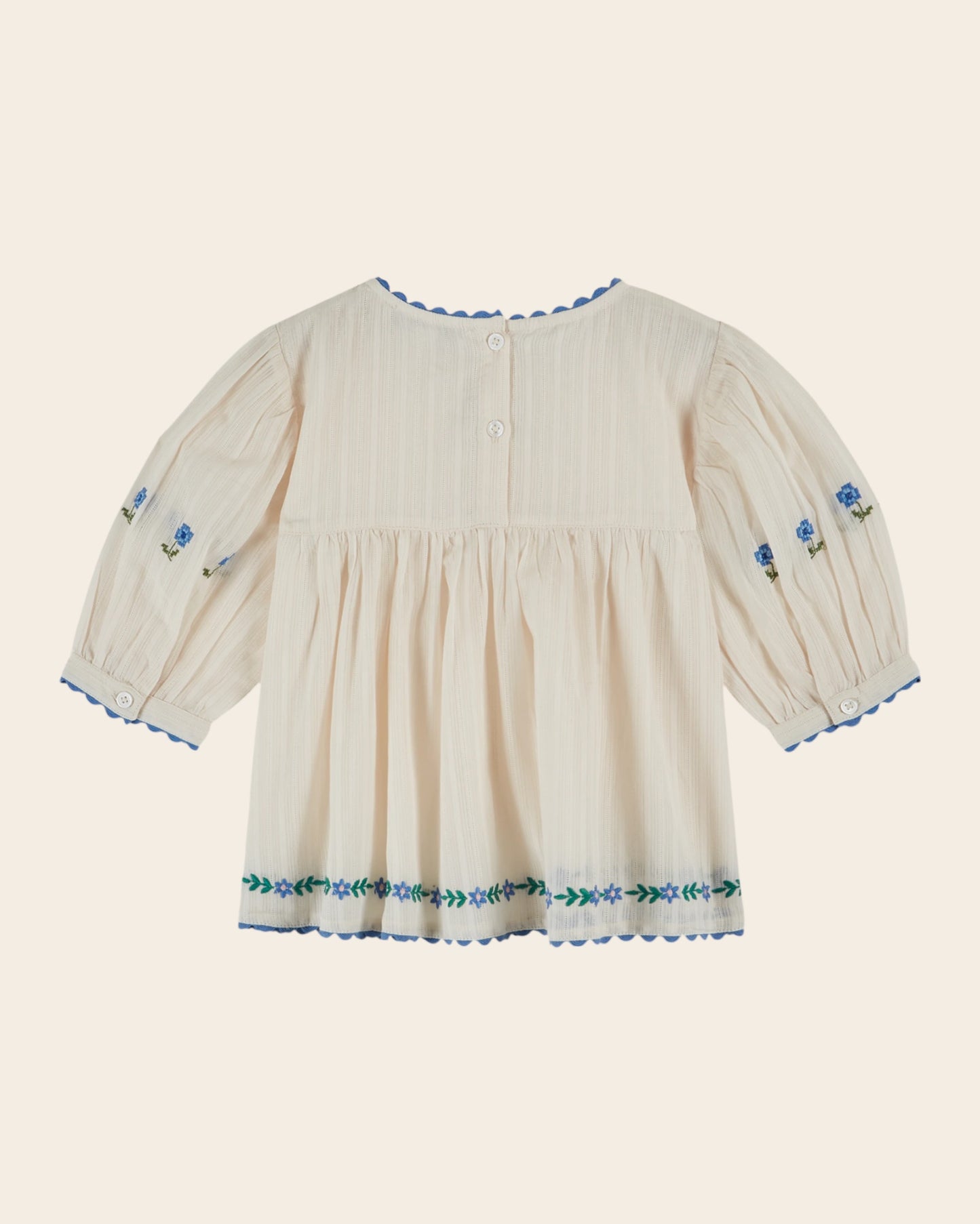 Blouse - Brodé bouquet crème