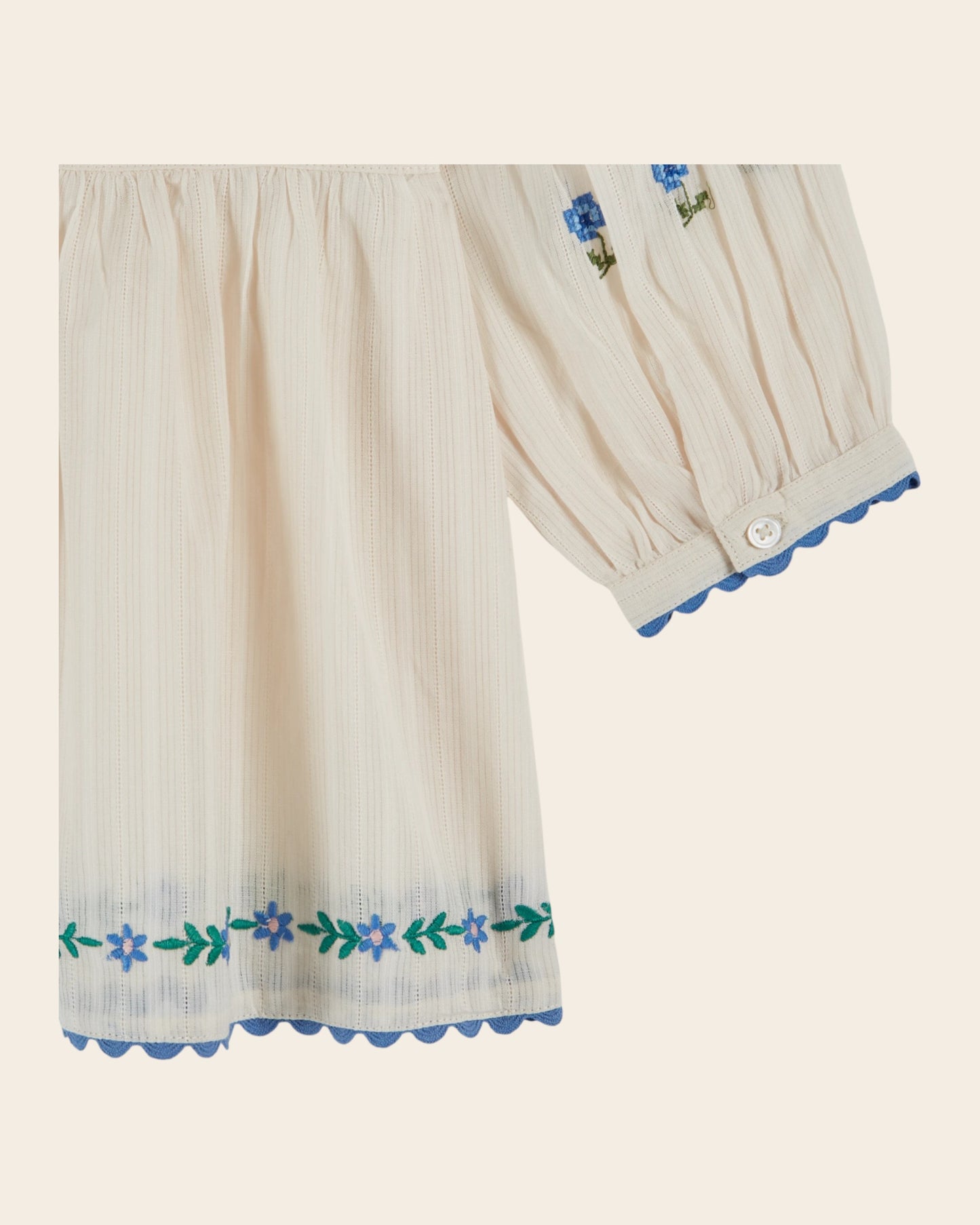 Blouse - Brodé bouquet crème