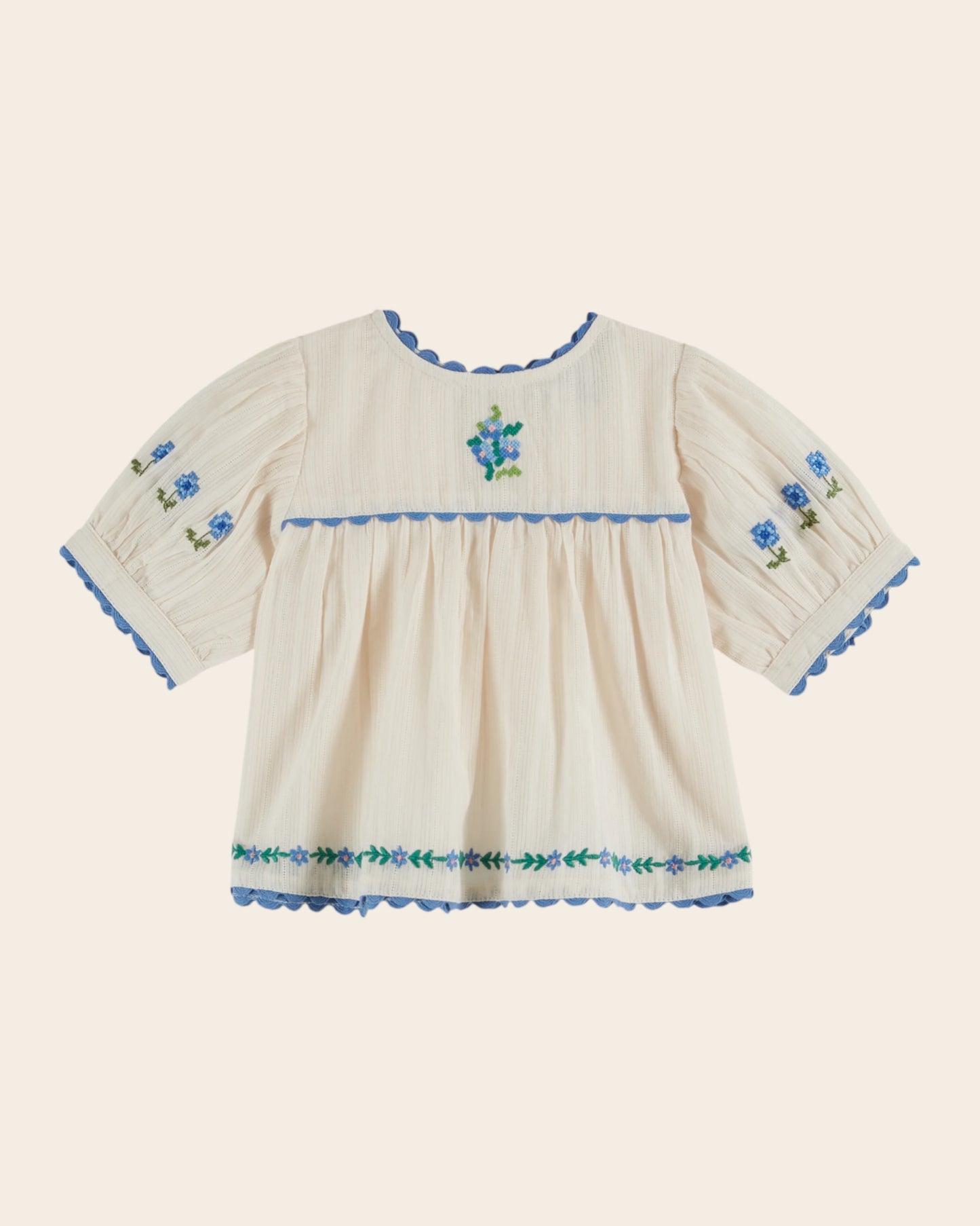 Blouse - Brodé bouquet crème