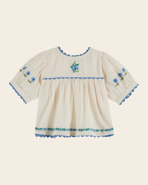 Blouse - Brodé bouquet crème