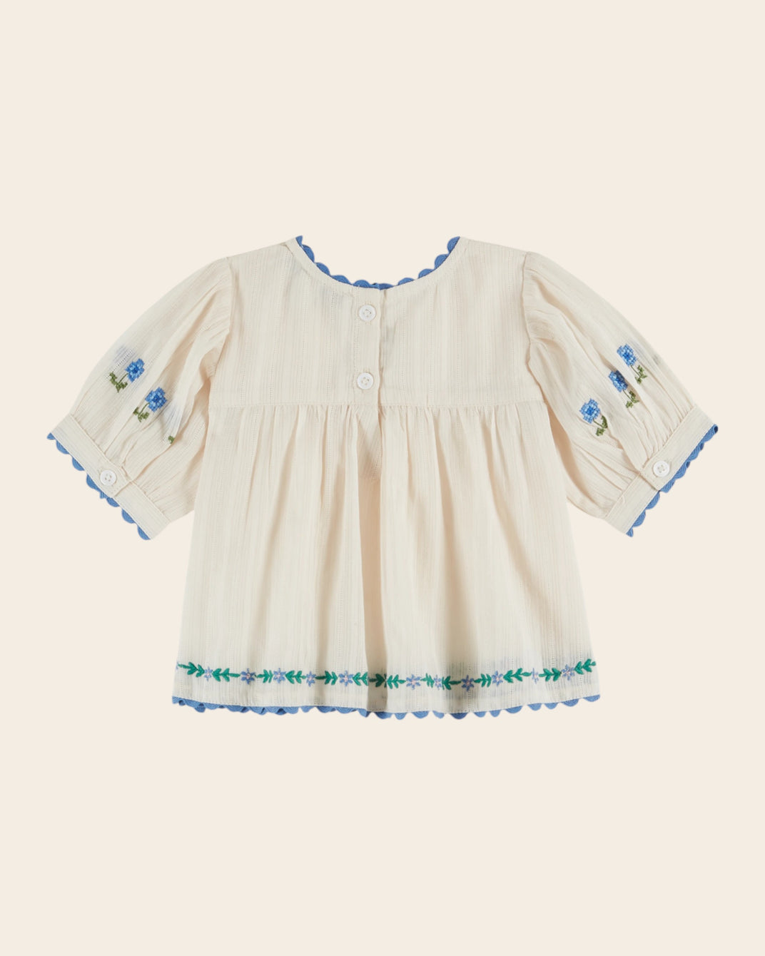 Blouse - Brodé bouquet crème