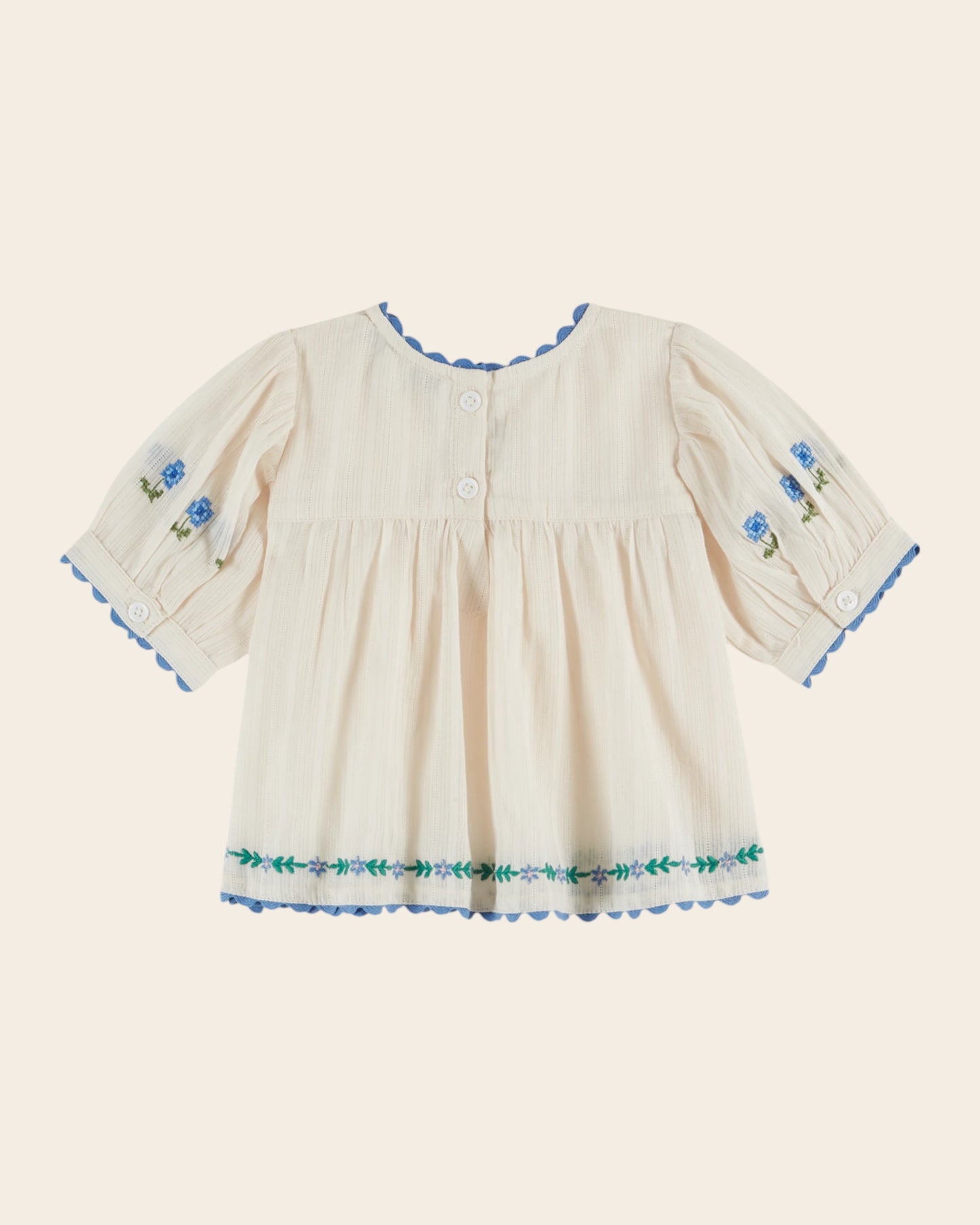 Blouse - Brodé bouquet crème