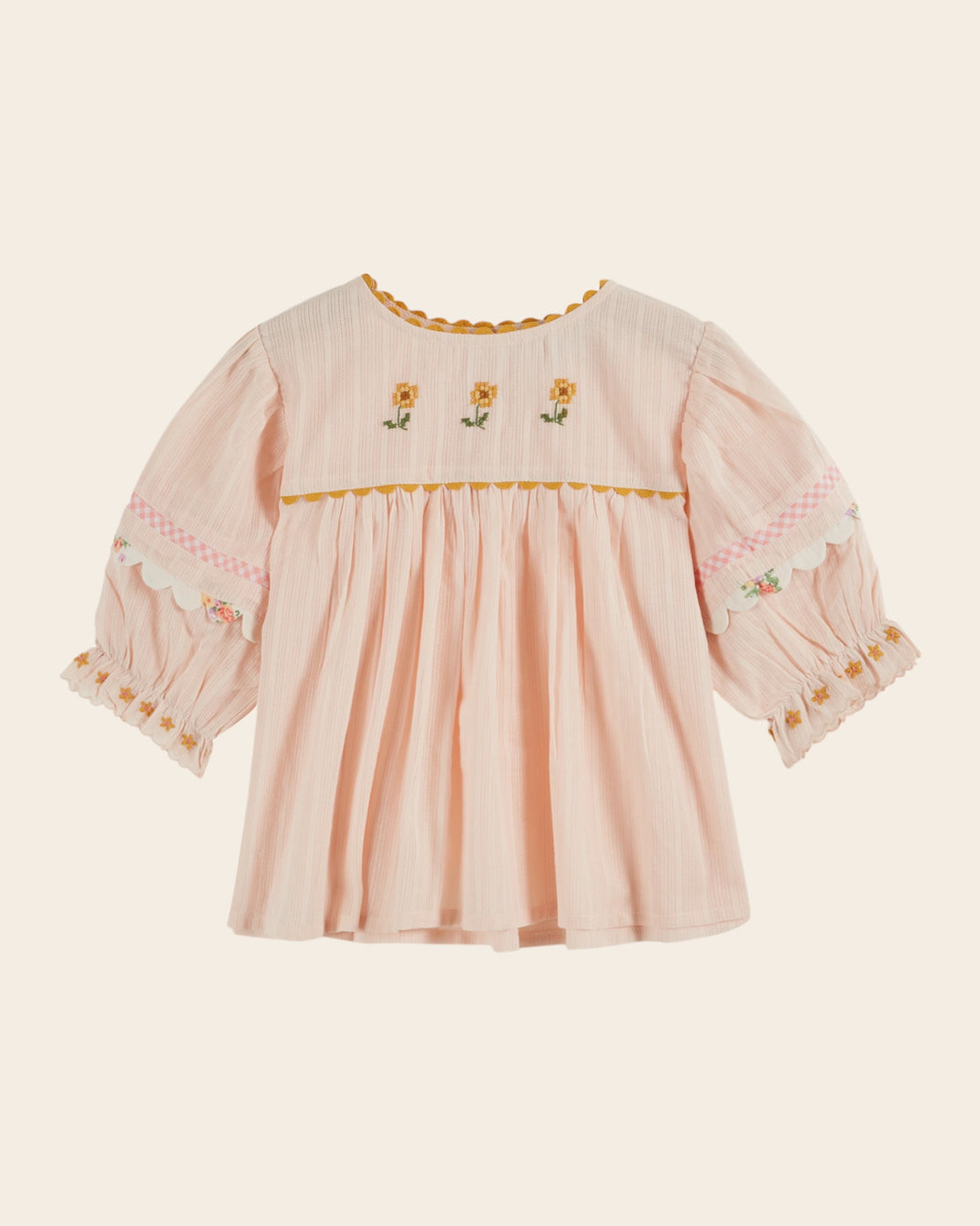 Blouse - Brodé fleurs rose