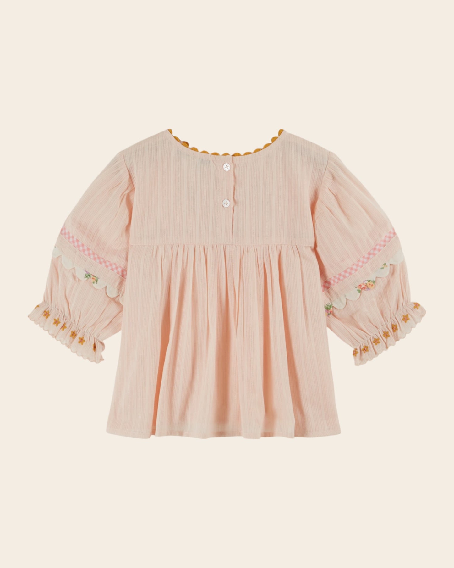 Blouse - Brodé fleurs rose