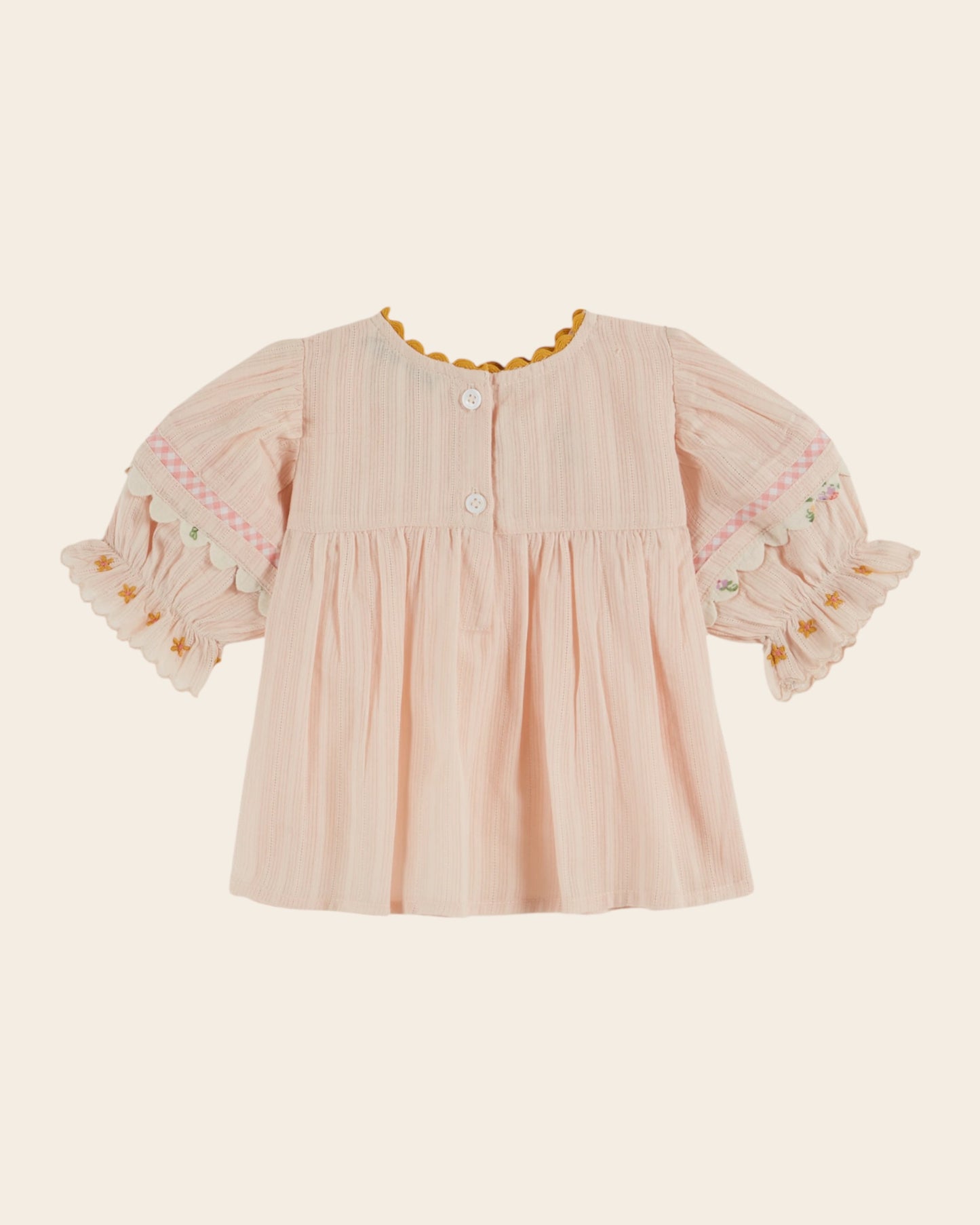 Blouse - Brodé fleurs rose