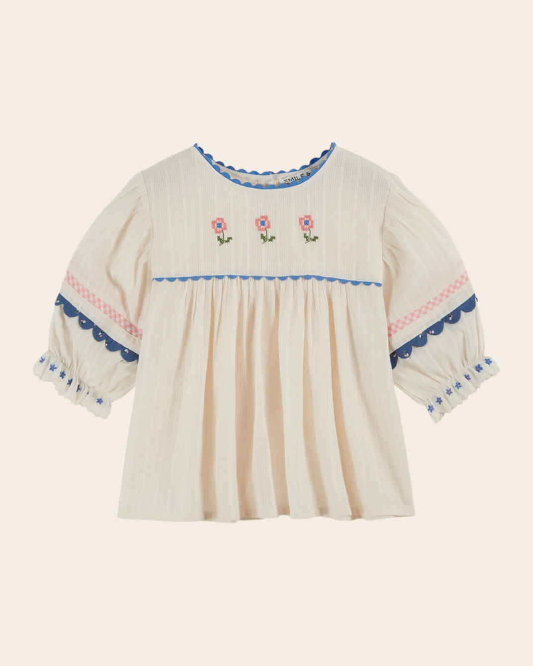 Blouse - Brodé fleurs crème