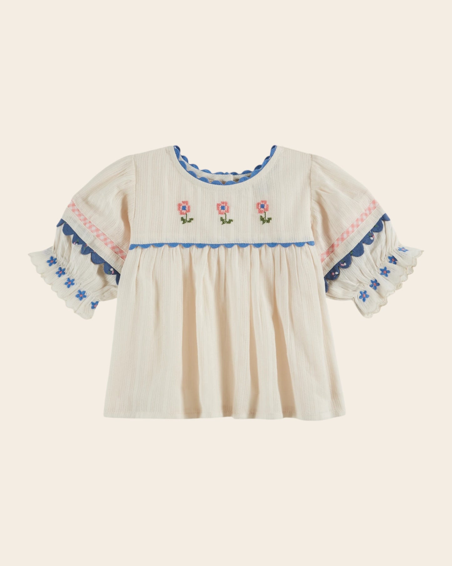 Blouse - Brodé fleurs crème