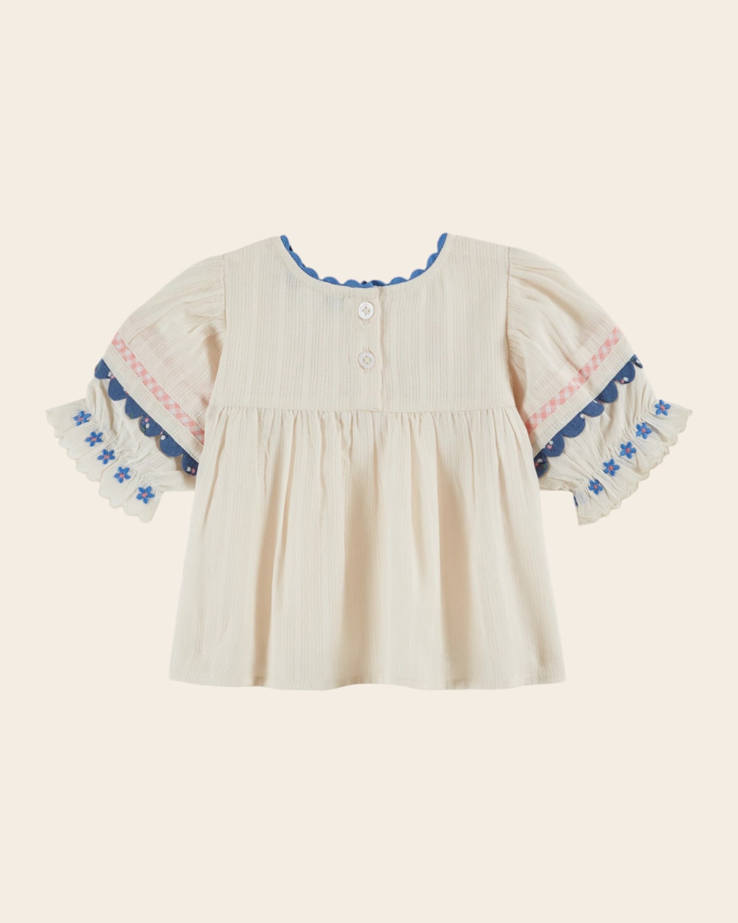 Blouse - Brodé fleurs crème