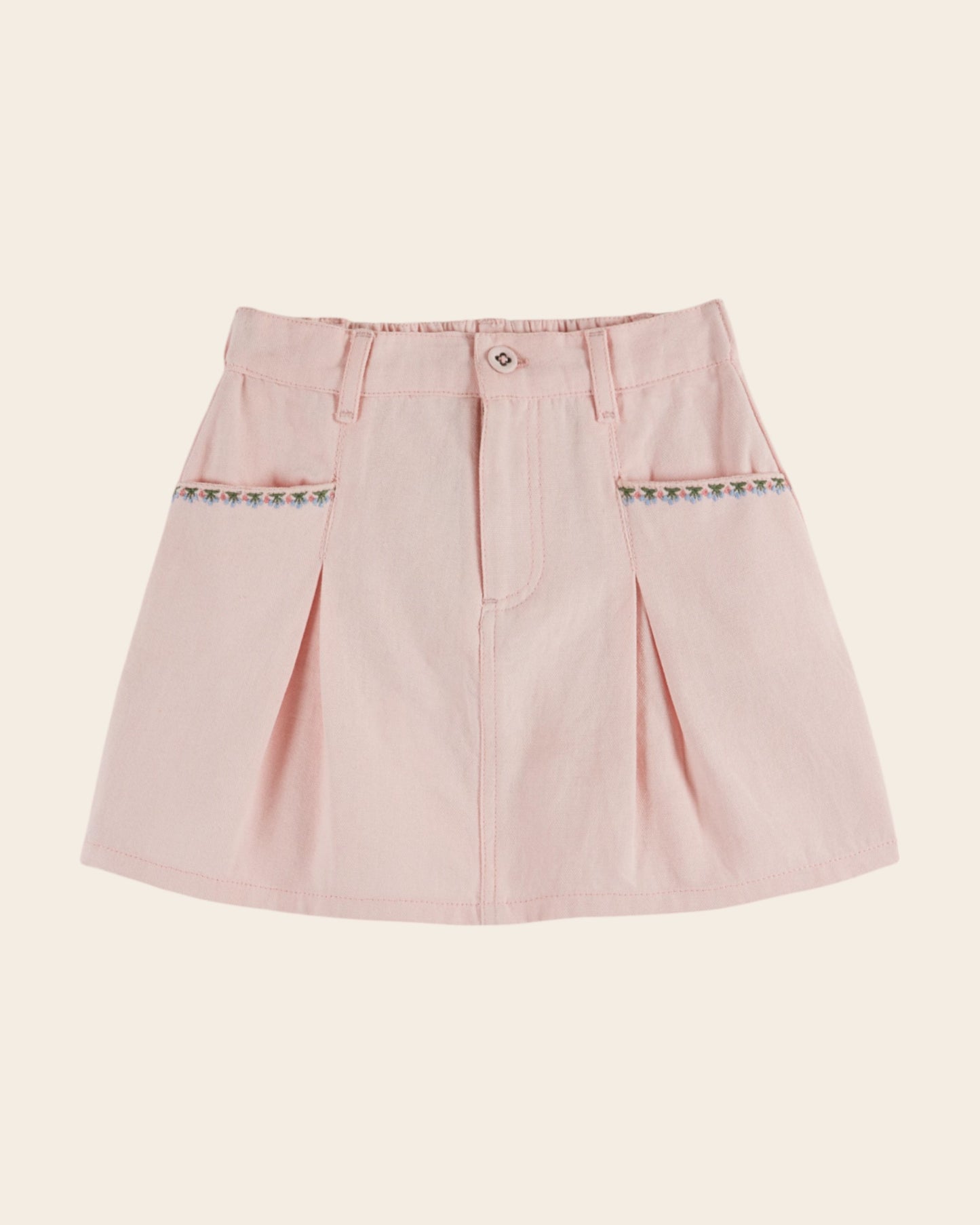 Jupe - Brodé cerises rose
