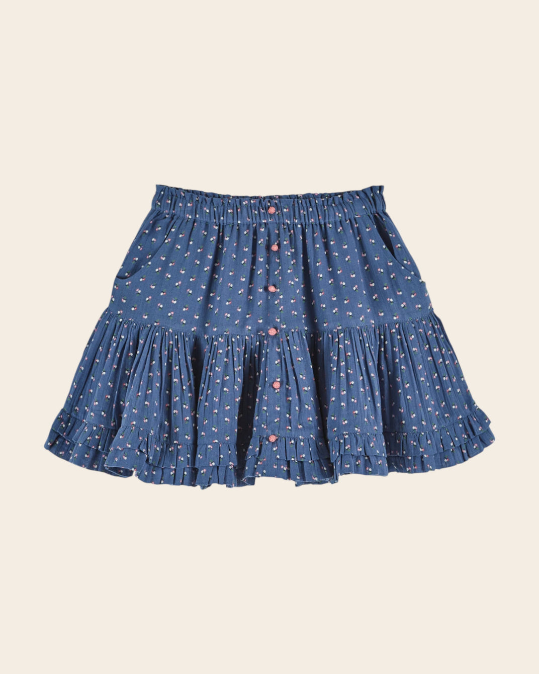 Jupe - Volanté mini fleurs bleu