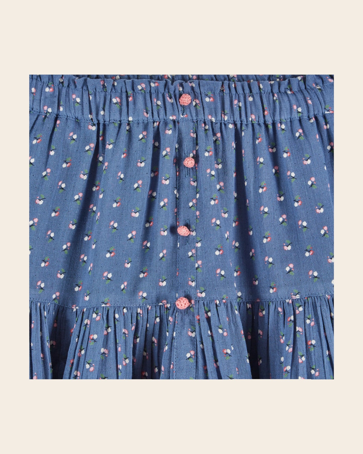 Jupe - Volanté mini fleurs bleu