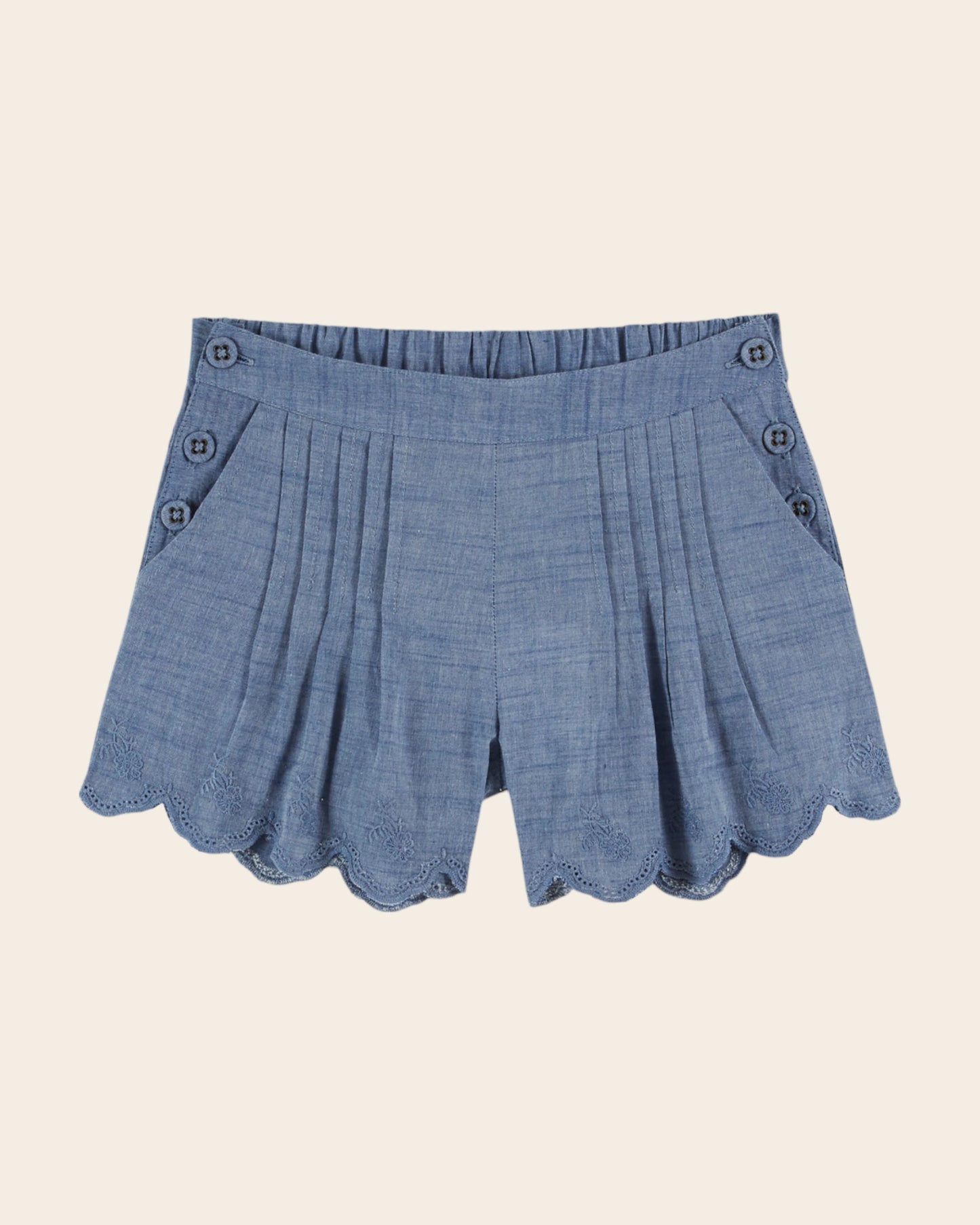 Short - À pont plissé chambray