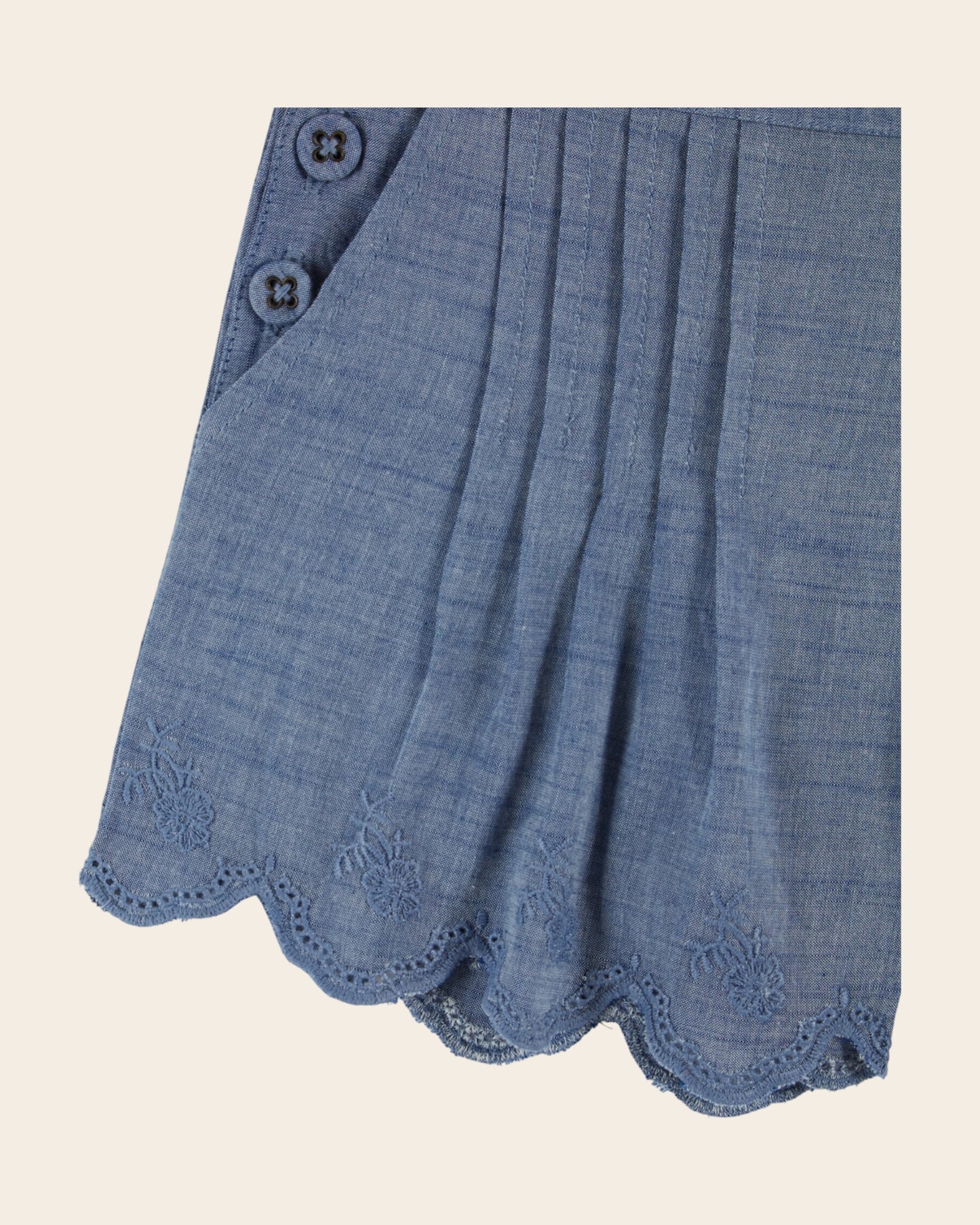 Short - À pont plissé chambray