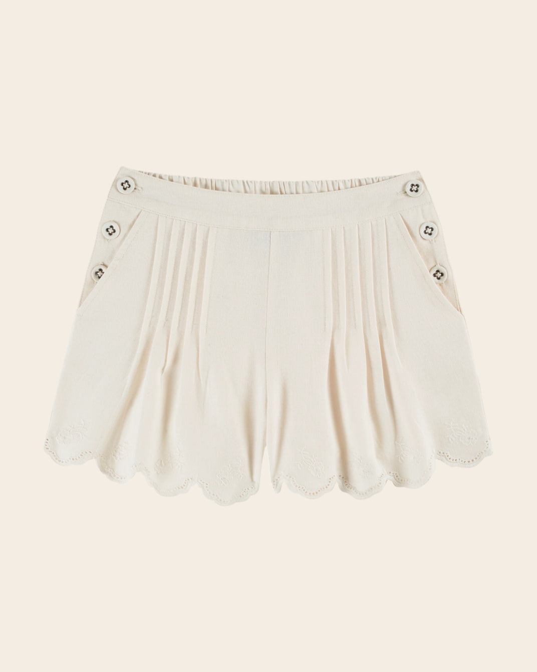 Short - À pont plissé écru