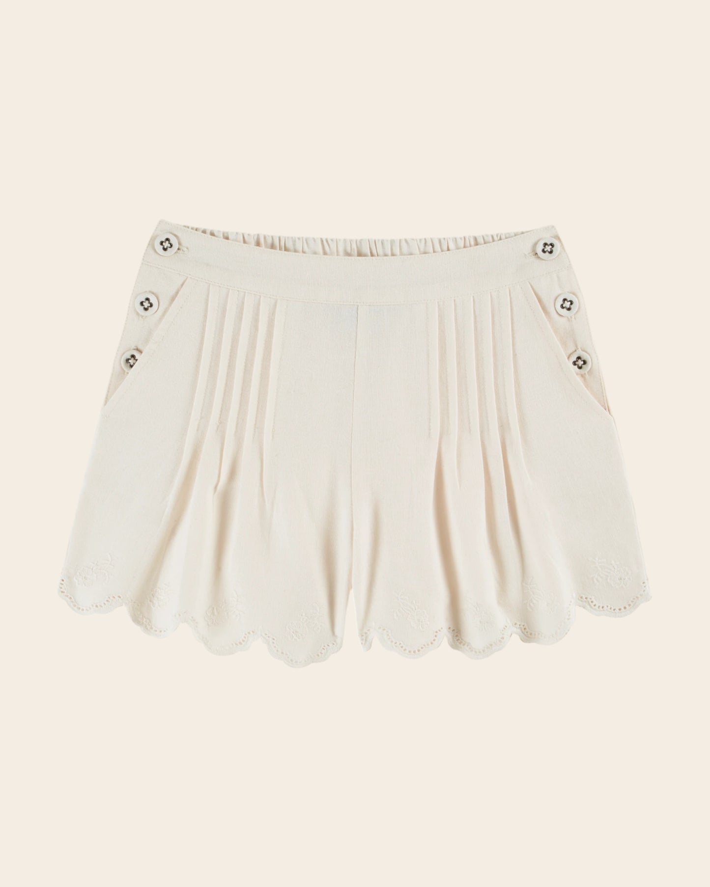 Short - À pont plissé écru