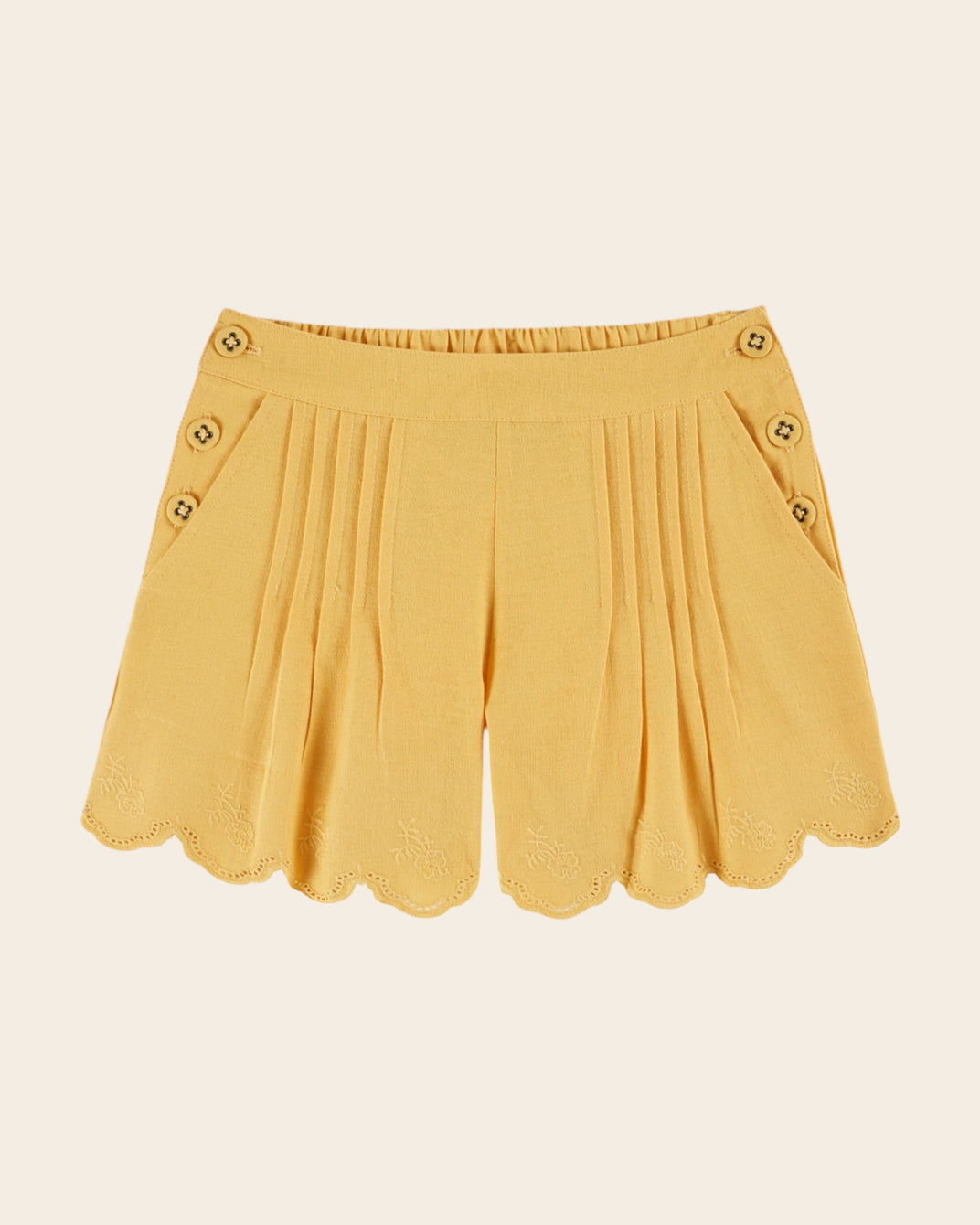 Short - À pont plissé jaune
