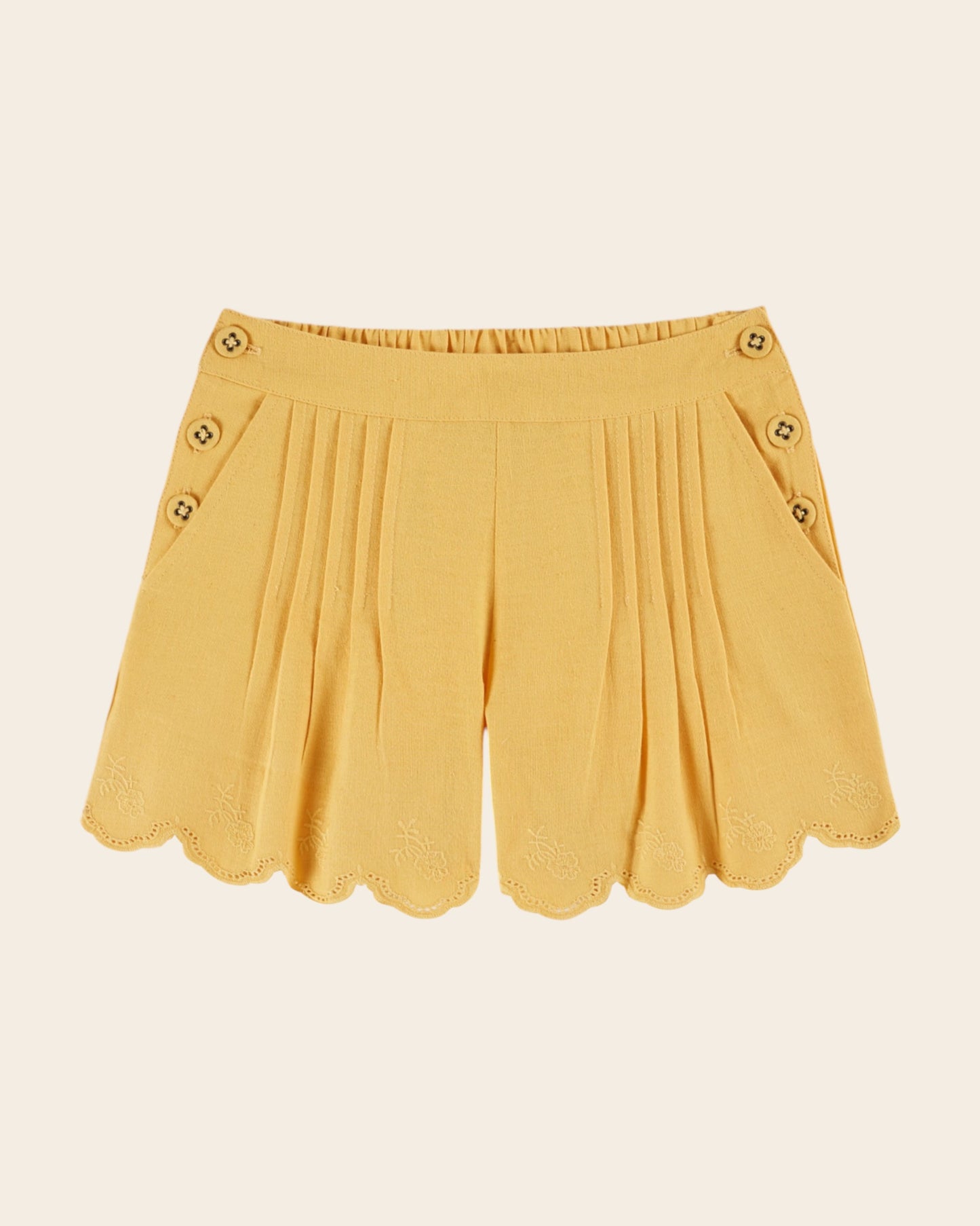 Short - À pont plissé jaune