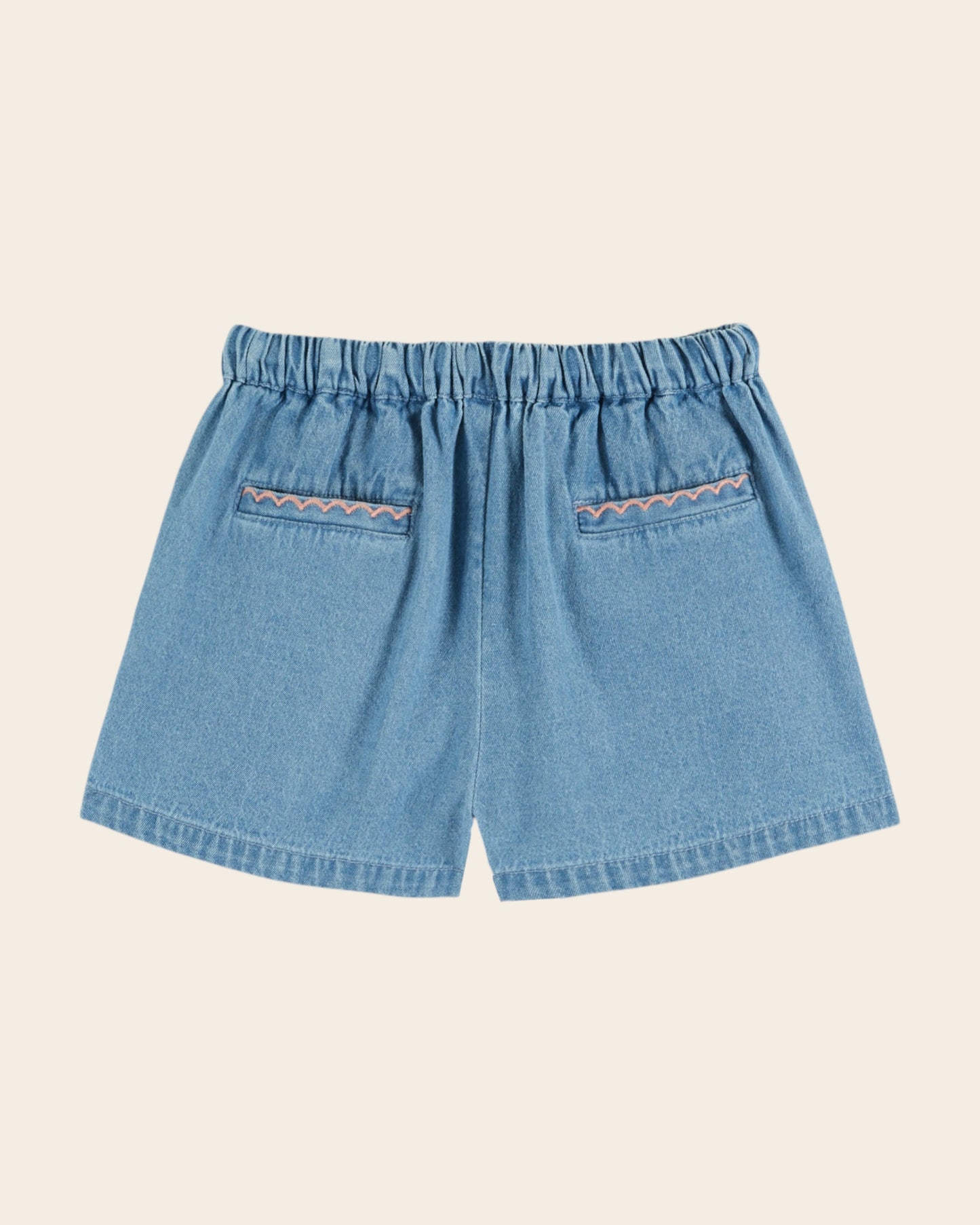Short - Poches brodées denim