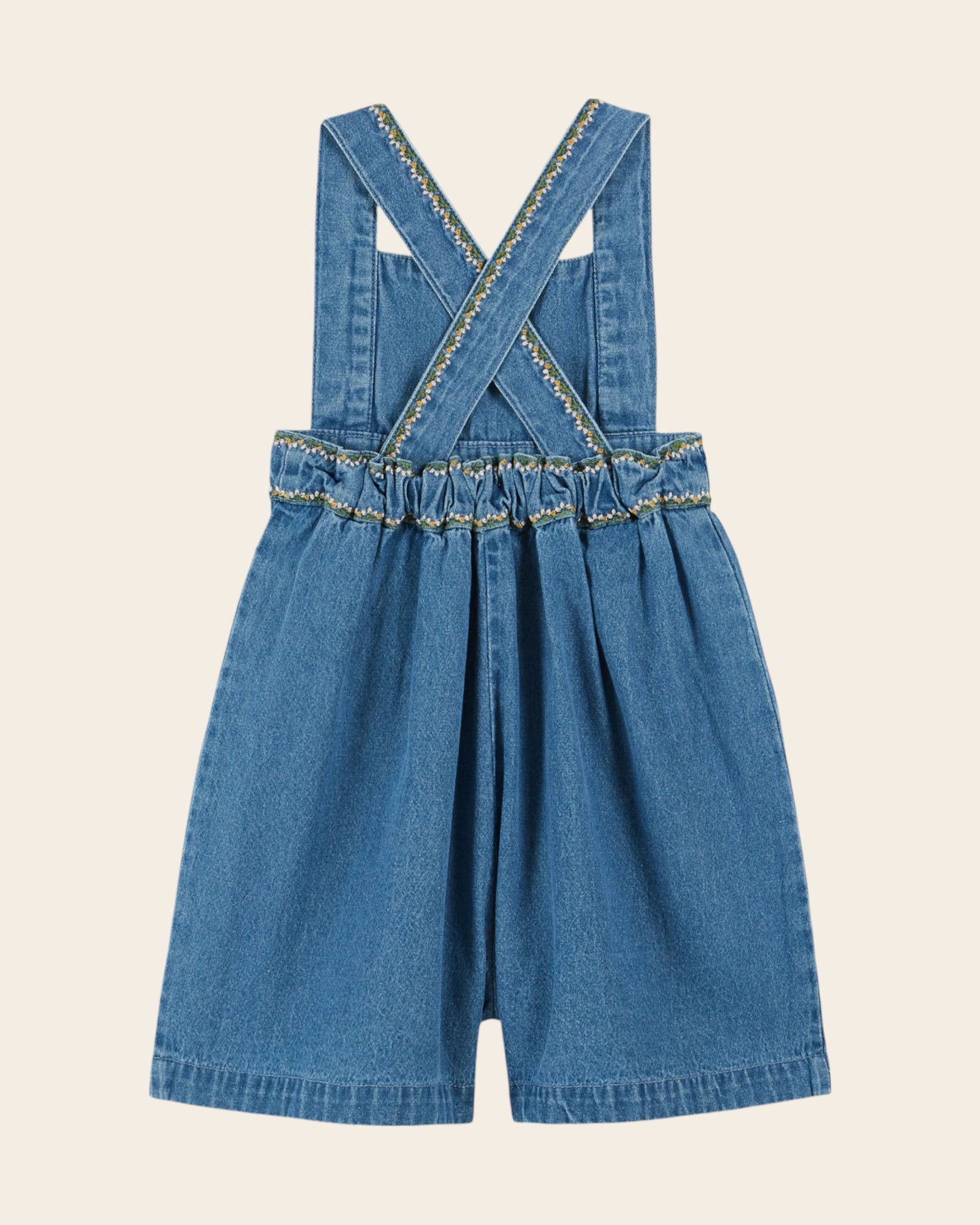 Salopette - Brodé cerises denim