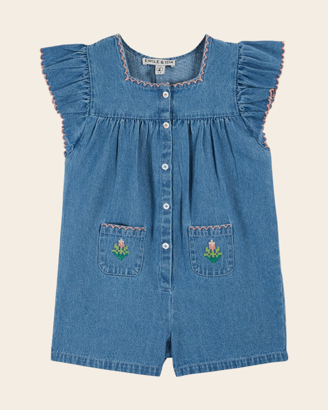 Combi - Poches brodées denim