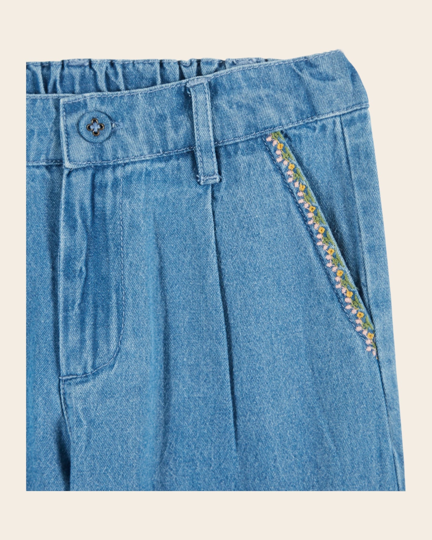 Pantalon - Poches cerises denim