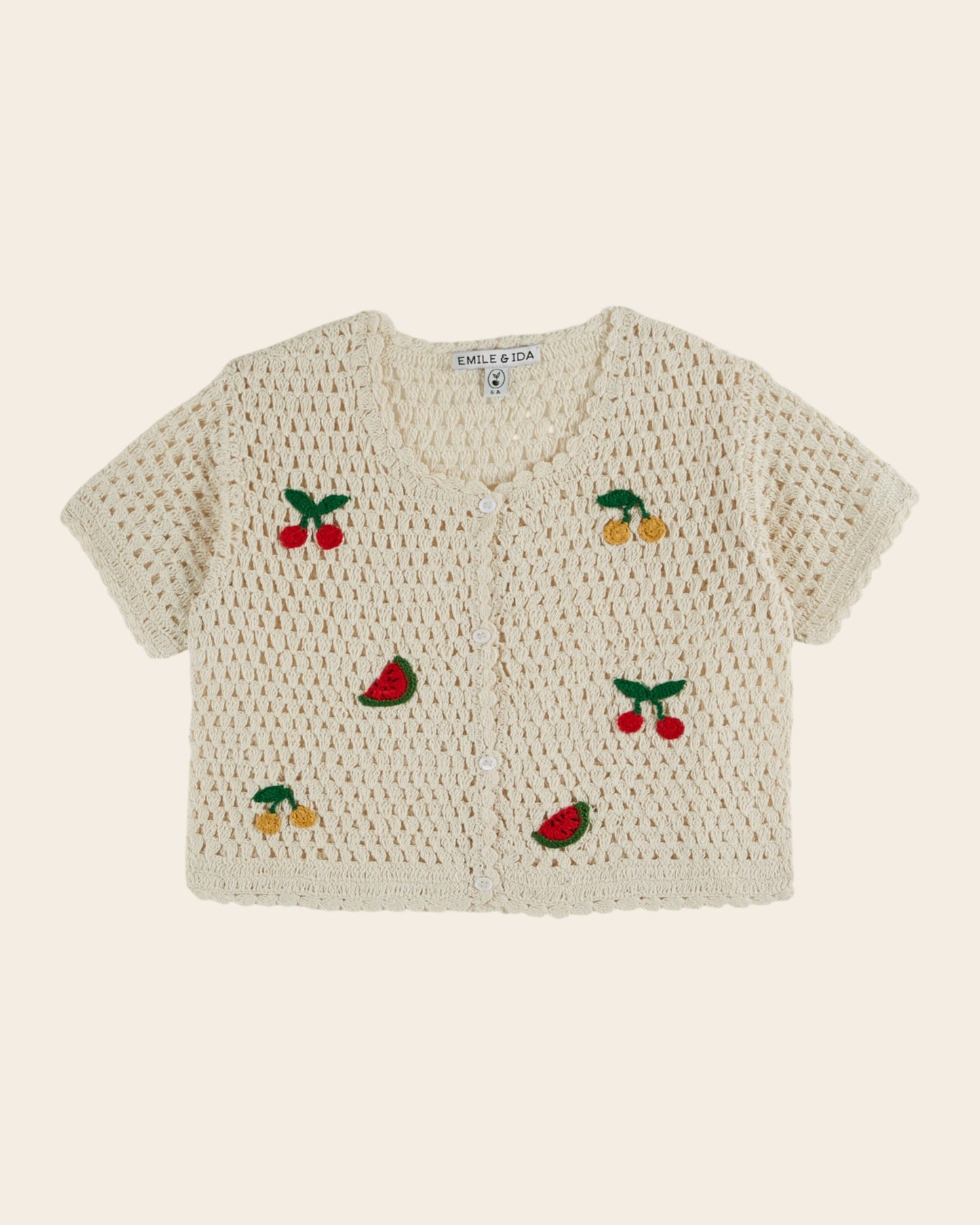 Cardigan - Crochet fruits crème