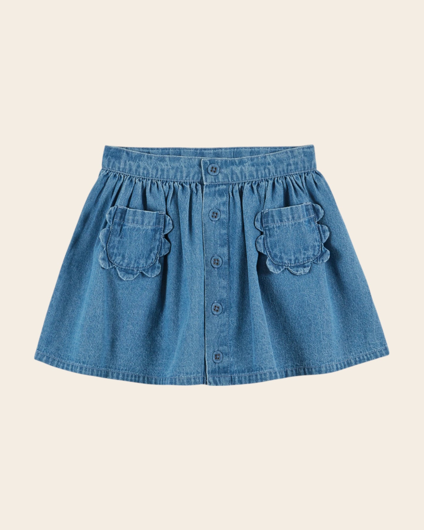 Jupe - Poches fleurs denim