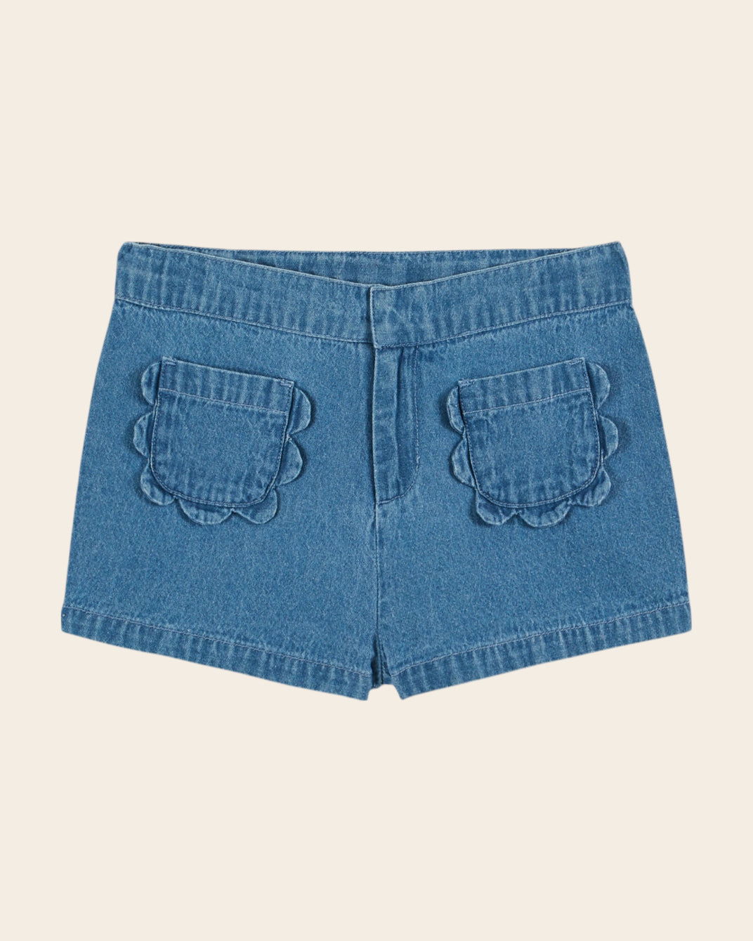 Short - Poches fleurs denim