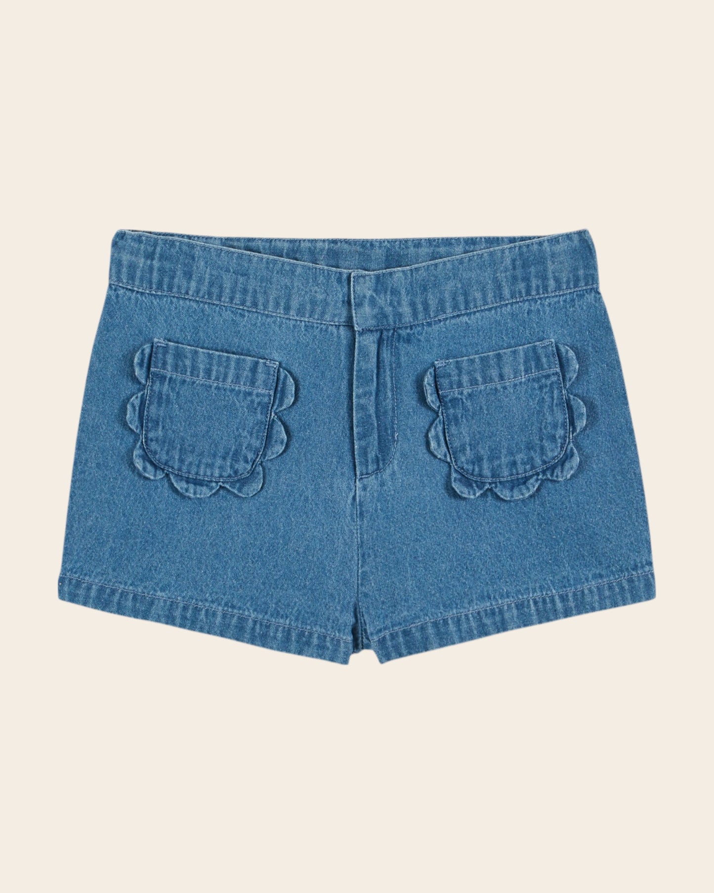 Short - Poches fleurs denim