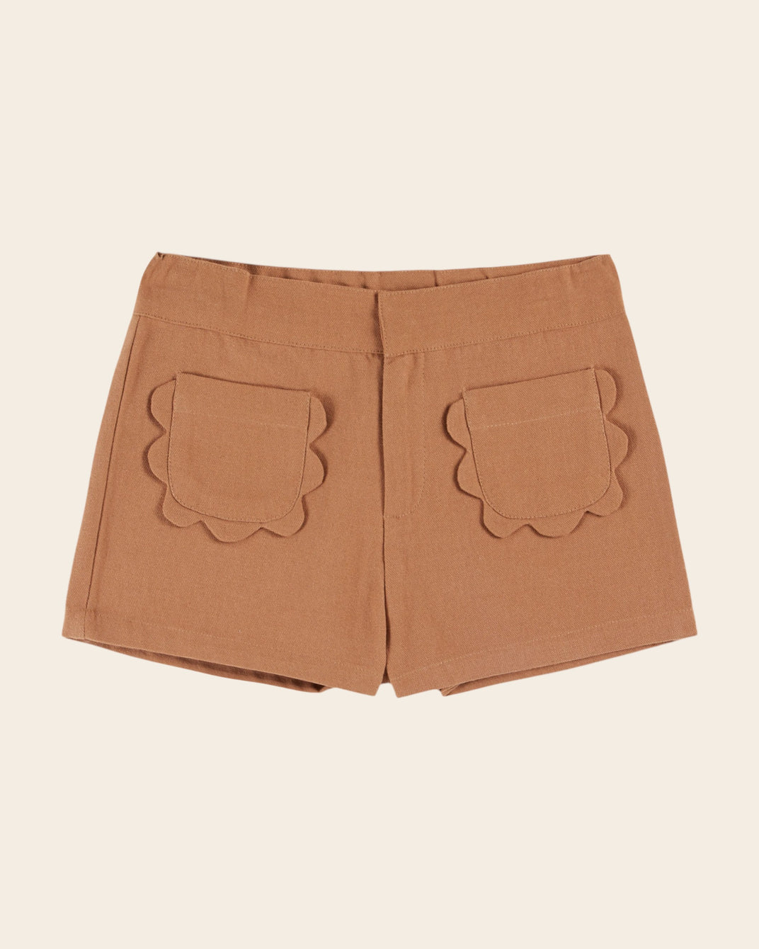 Short - Poches fleurs marron