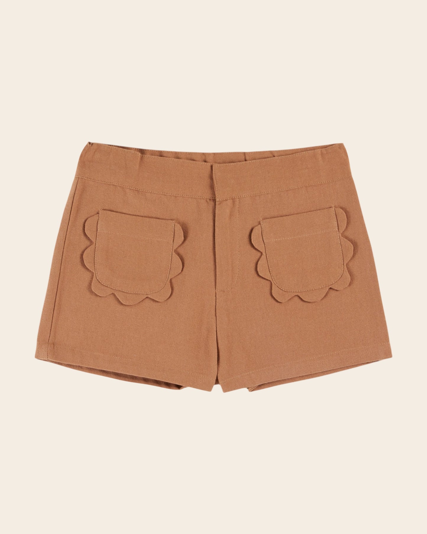 Short - Poches fleurs marron