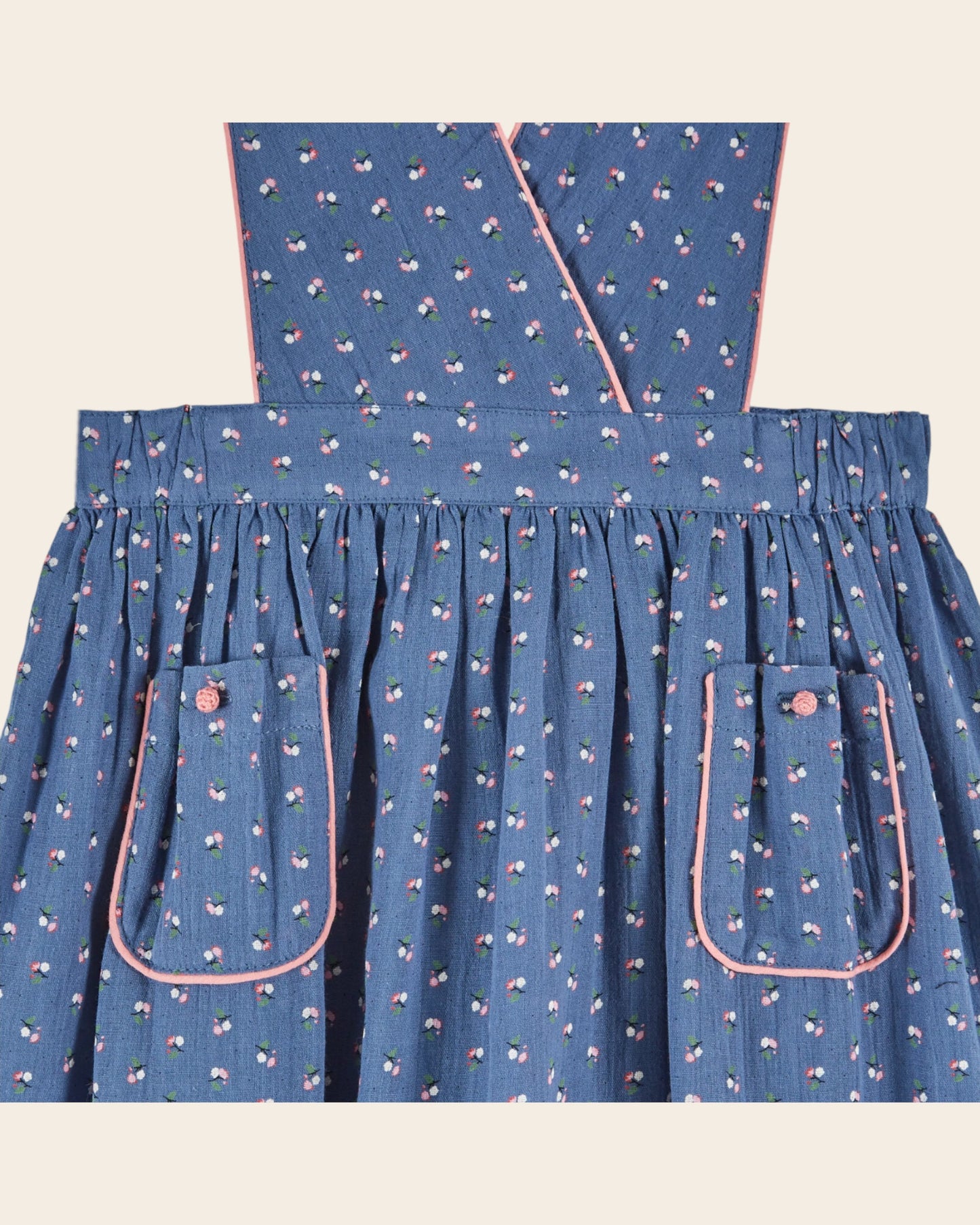 Robe tablier - Mini fleurs bleu
