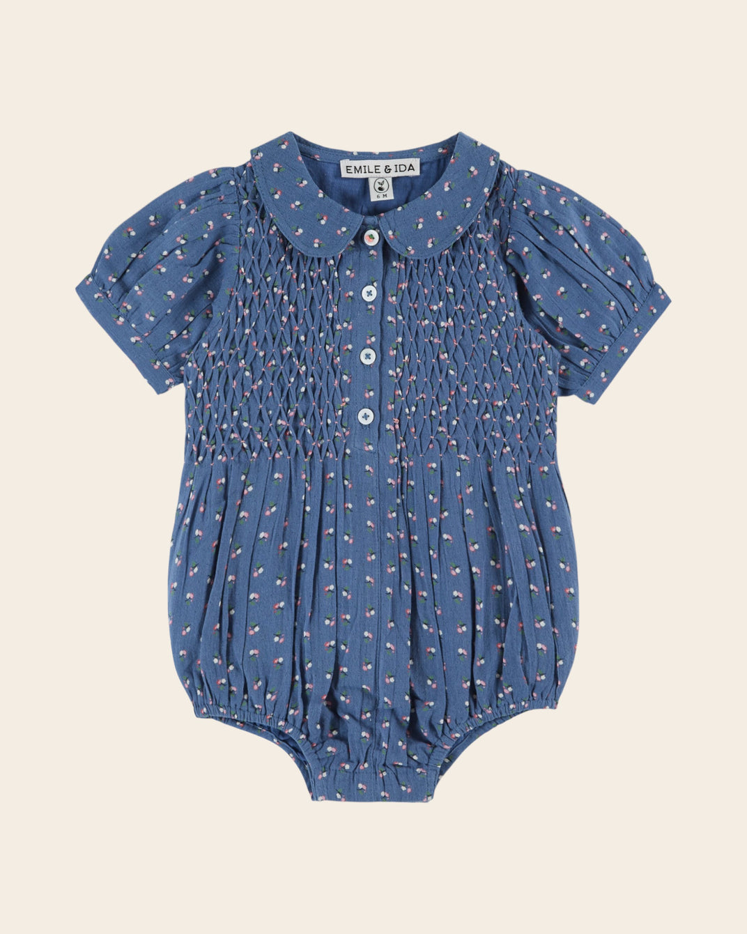 Combibloomer - Smocké mini fleurs bleu