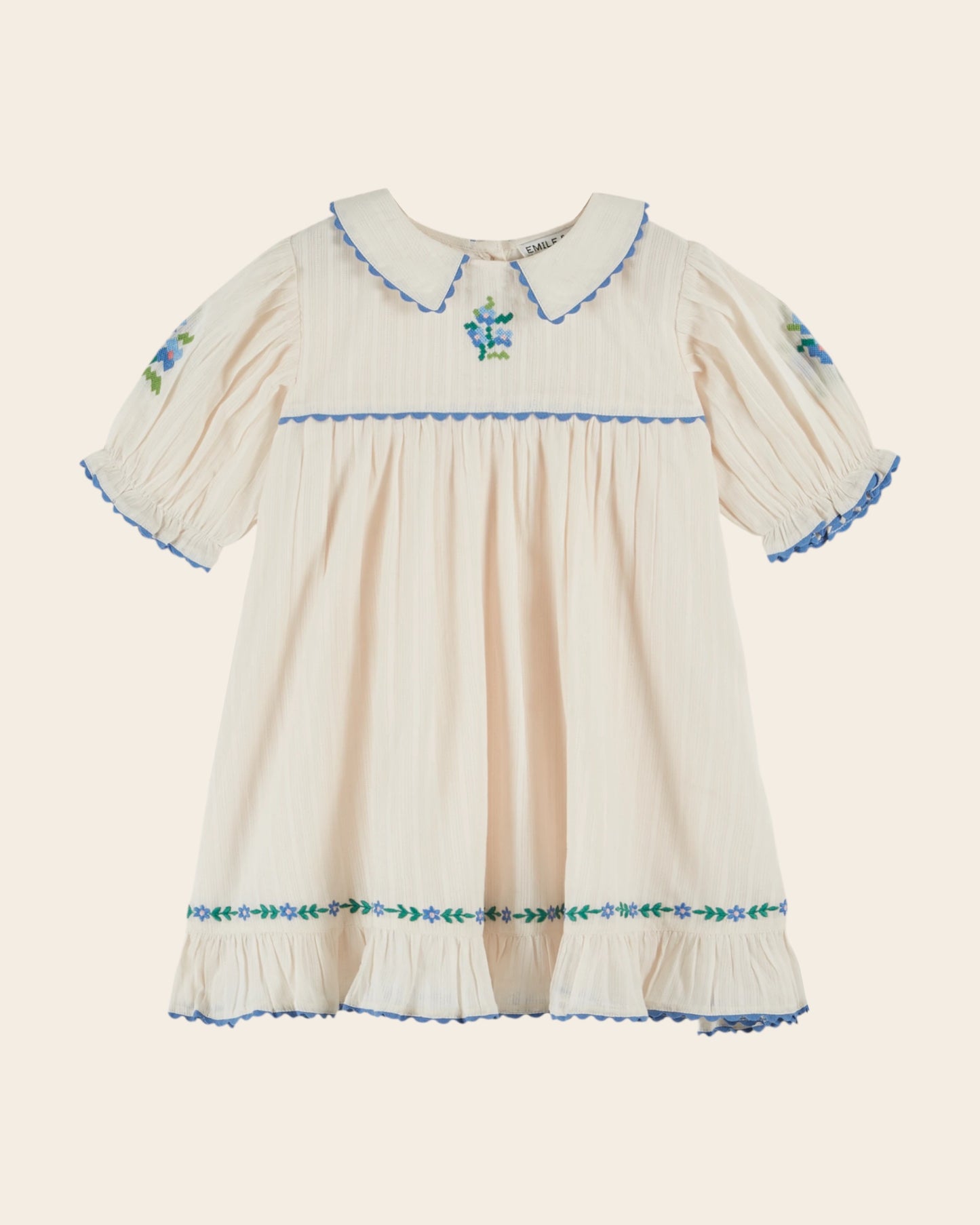 Robe - Brodé festonné crème