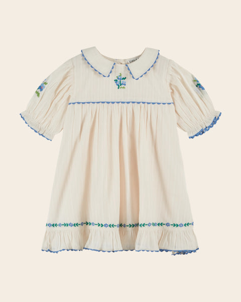 Robe - Brodé festonné crème