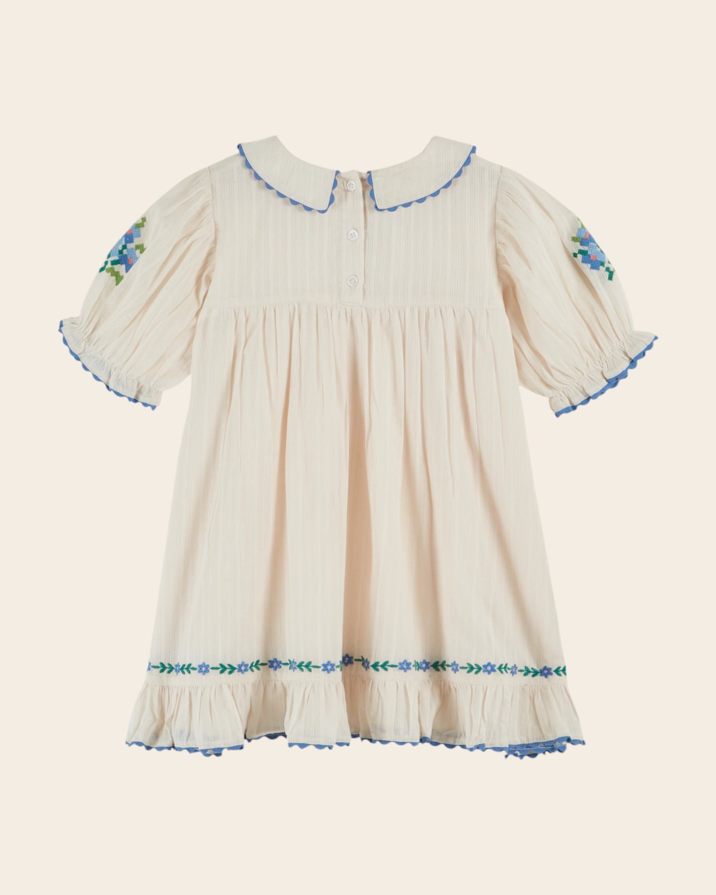 Robe - Brodé festonné crème