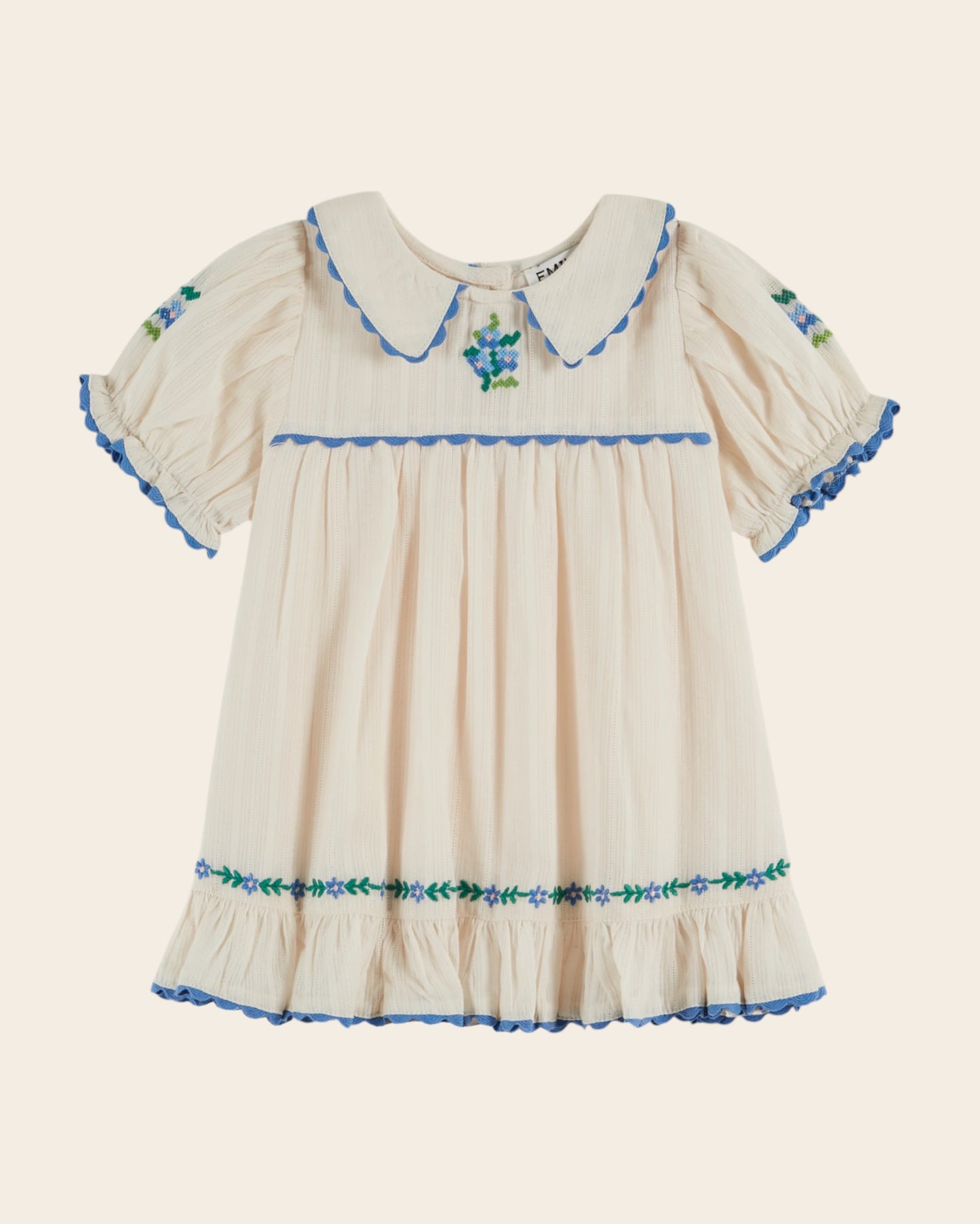 Robe - Brodé festonné crème