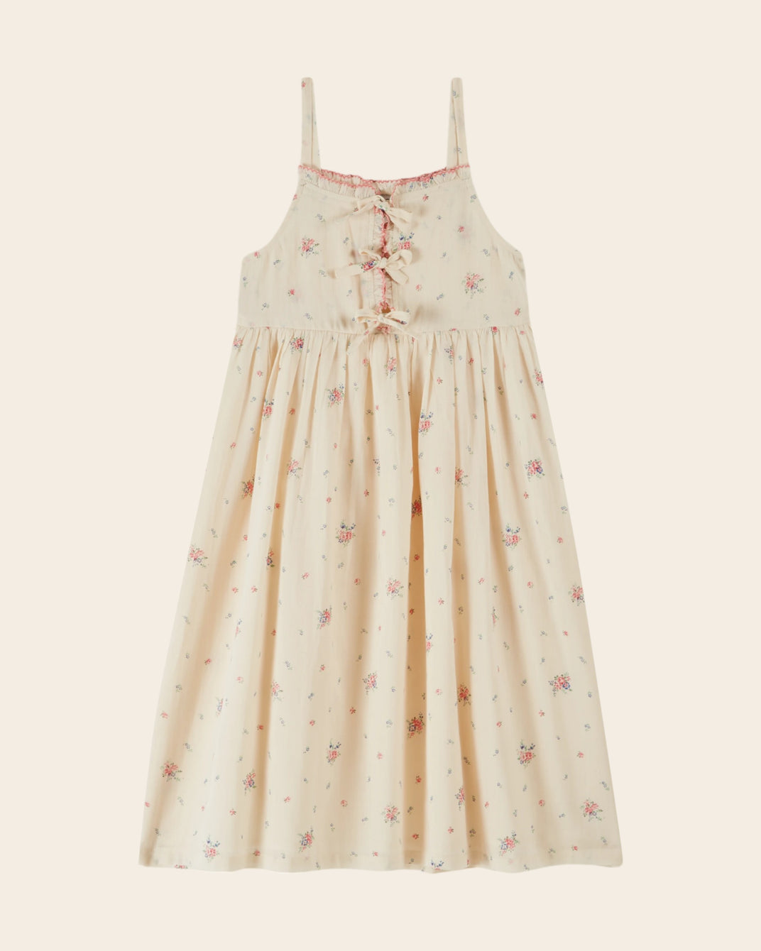 Robe longue - Nouée fleuri écru