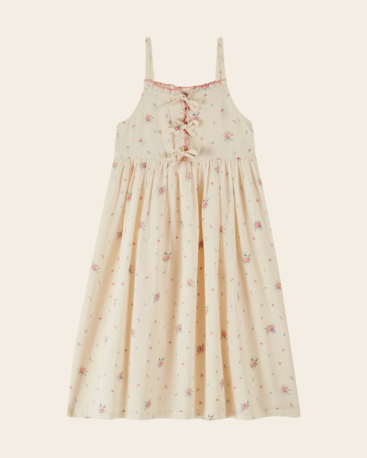 Robe longue - Nouée fleuri écru