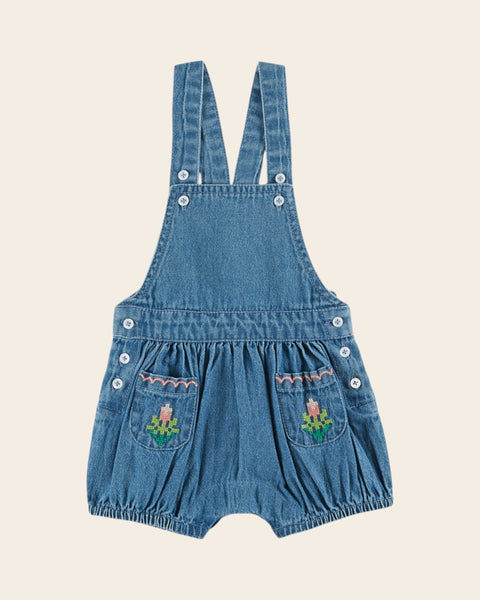 Salopette - Poches brodées denim
